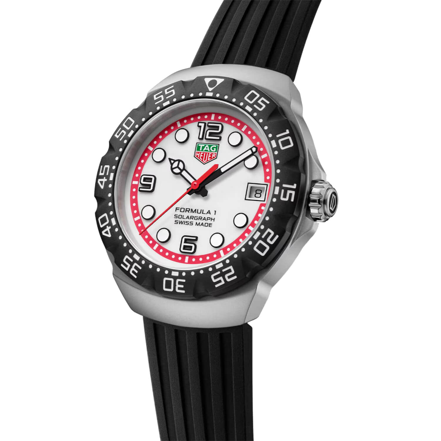 Montre TAG Heuer Formula 1 Solargraph 38mm Édition Limitéee cadran Blanc bracelet Caoutchouc WBY111A.FT8106