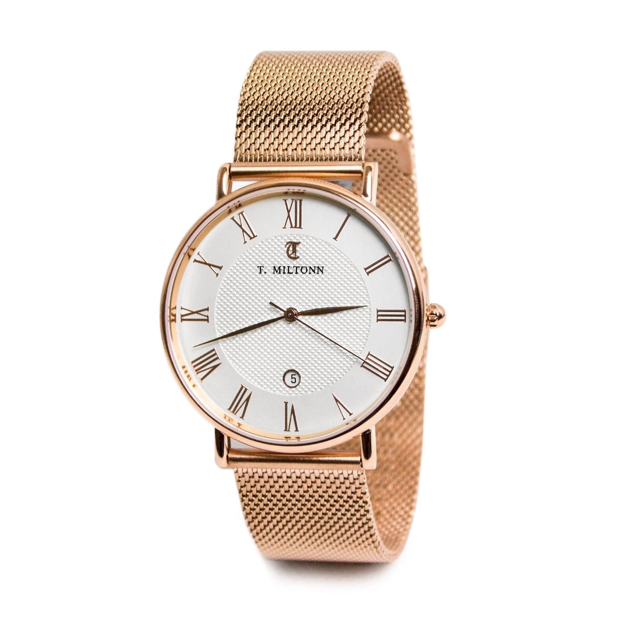 Achat Montre Audacieuse 40mm boîtier plaqué or rose bracelet maille  milanaise plaqué or rose
