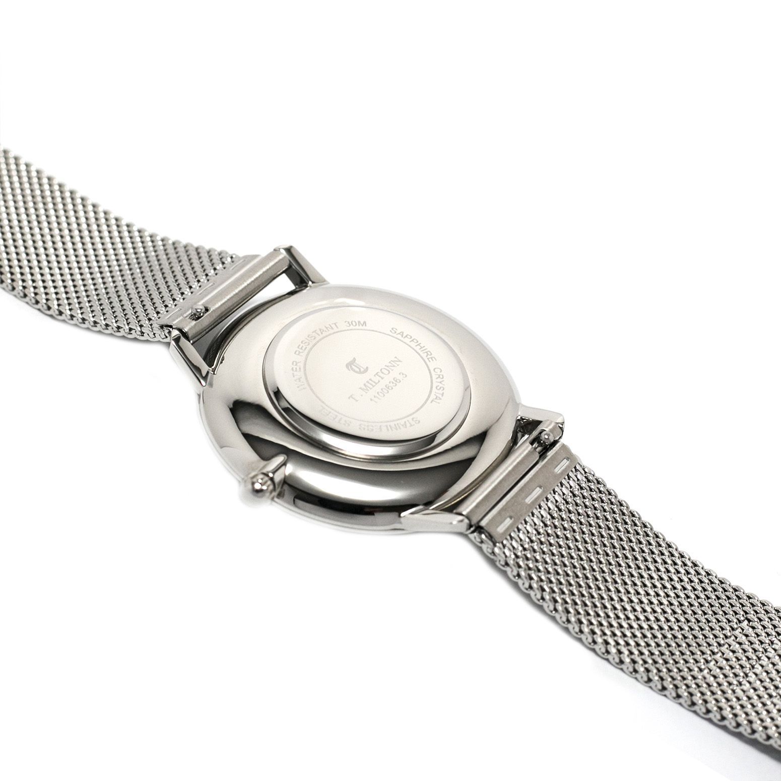 Achat Montre 40mm boîtier argent avec diamants bracelet maille milanaise  argent