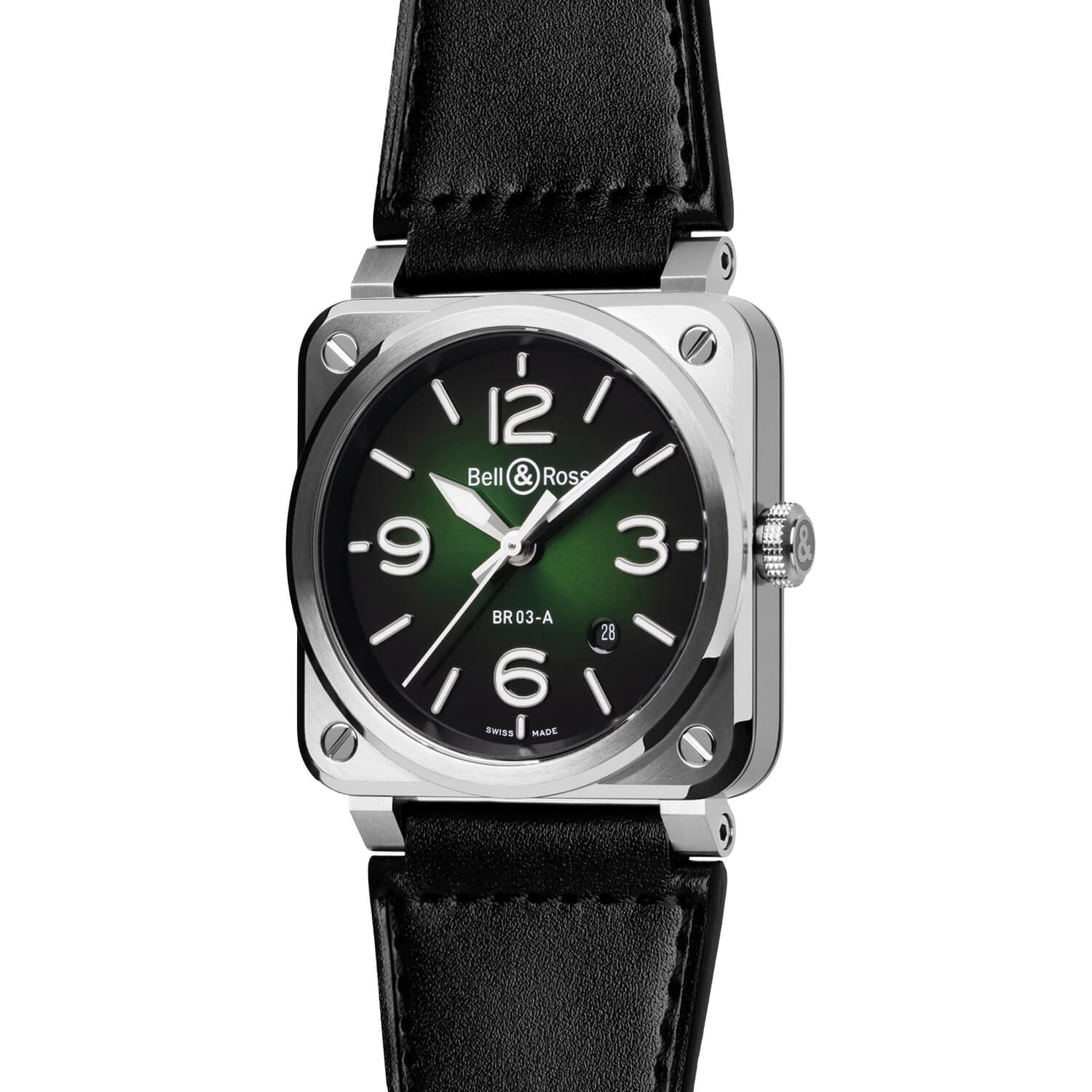 Montre Bell & Ross BR-03 Green Steel cadran Vert bracelet Cuir/Synthétique BR03A-GN-ST/SCA
