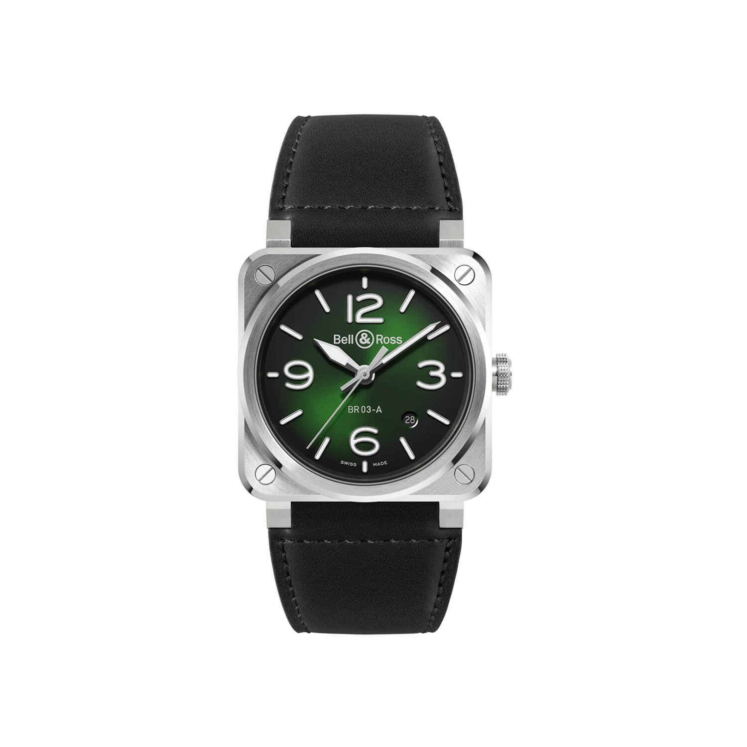 Montre Bell & Ross BR-03 Green Steel cadran Vert bracelet Cuir/Synthétique BR03A-GN-ST/SCA