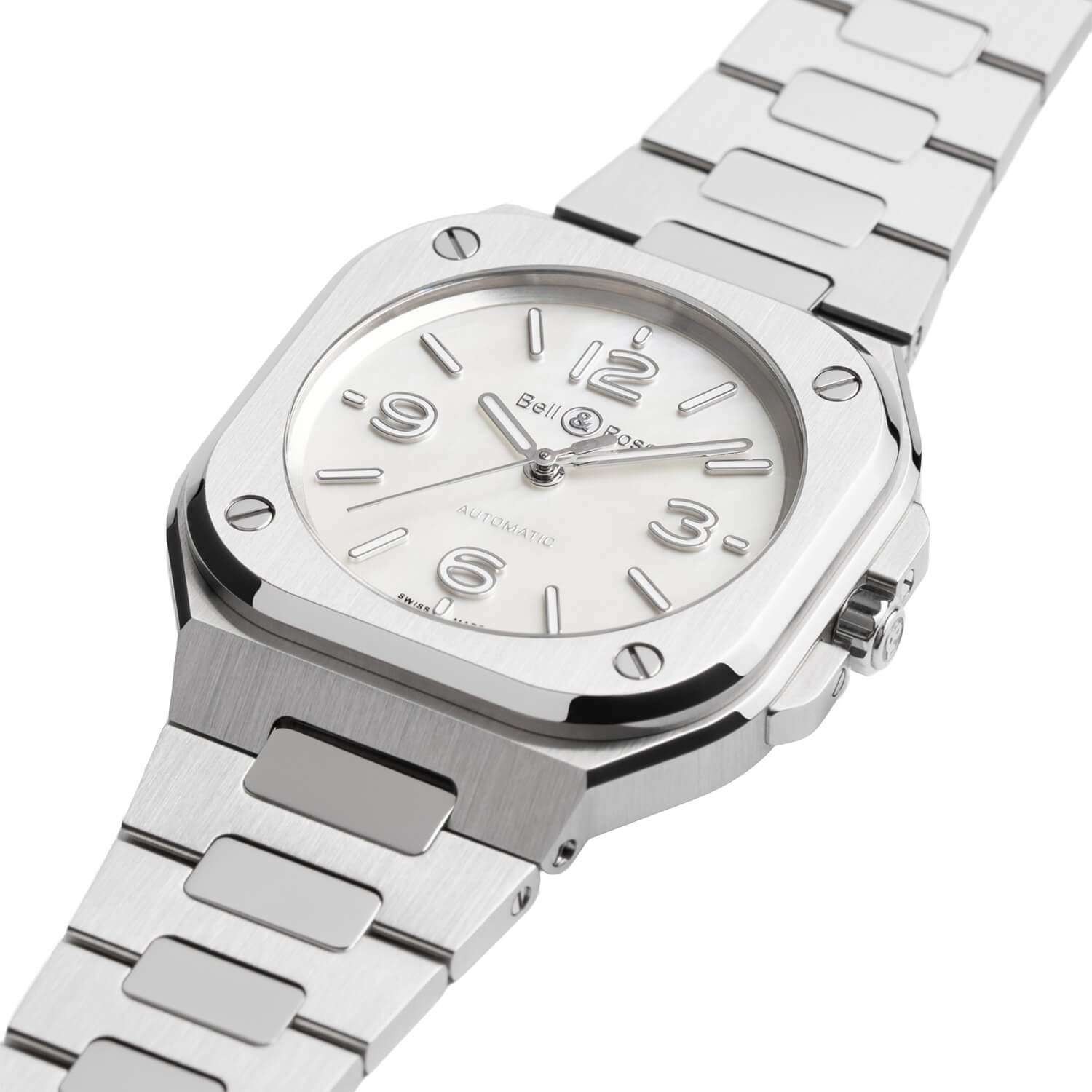 Montre Bell & Ross BR-05 36mm Mother of Pearl Steel cadran gris bracelet Acier BR05A-S-MP-ST/SST