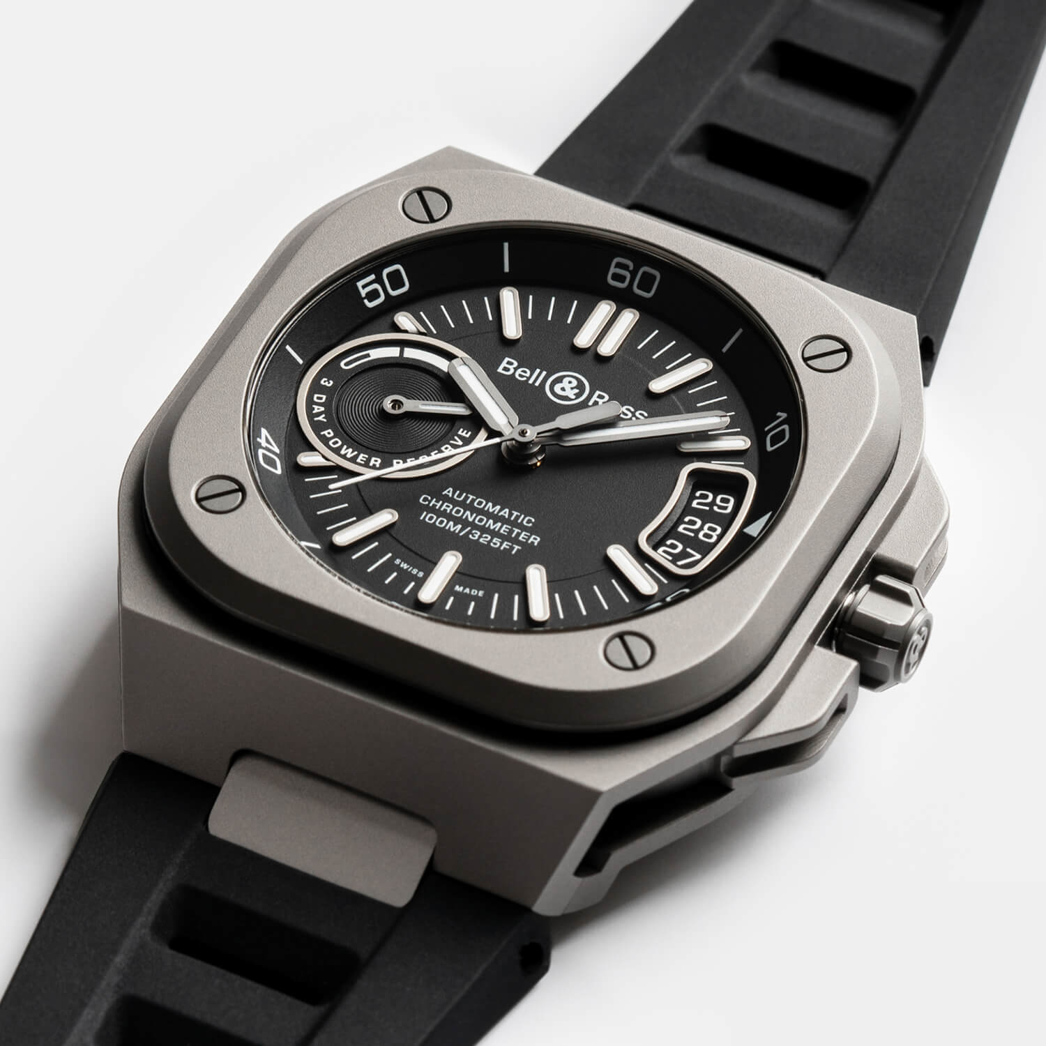 Montre Bell & Ross BR-X5 Black Titanium cadran Noir bracelet Caoutchouc BRX5R-BL-TI/SRB