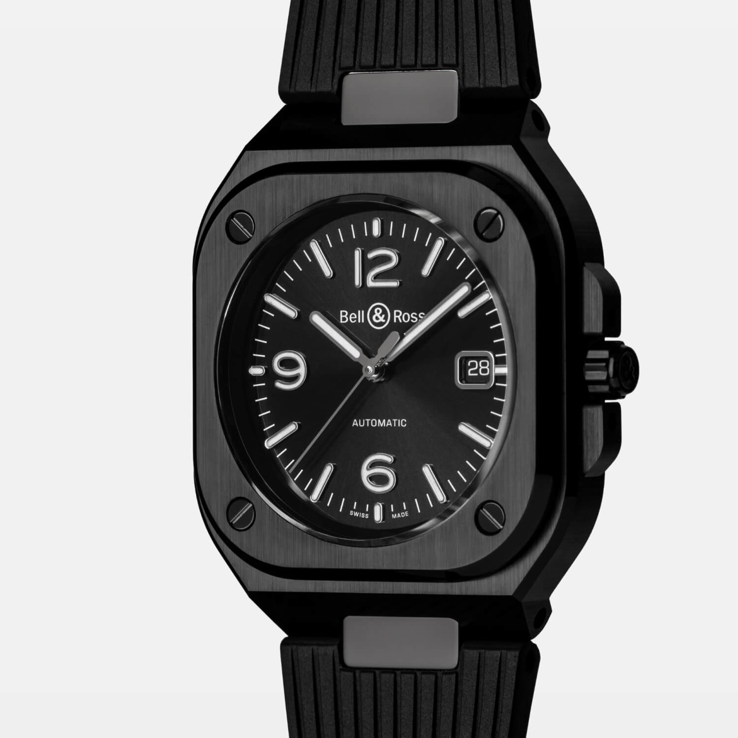 Montre Bell & Ross BR-05 Black Ceramic 41mm cadran Noir bracelet Caoutchouc BR05A-BL-CE/SRB