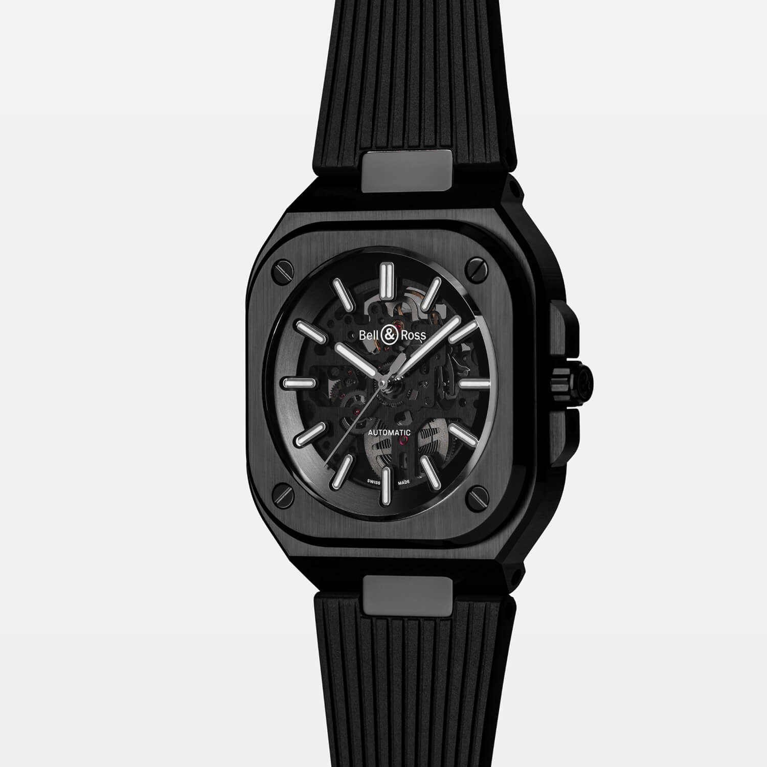 Montre Bell & Ross BR-05 Skeleton Black Ceramic cadran Noir bracelet Caoutchouc BR05A-BL-SK-CE/SRB