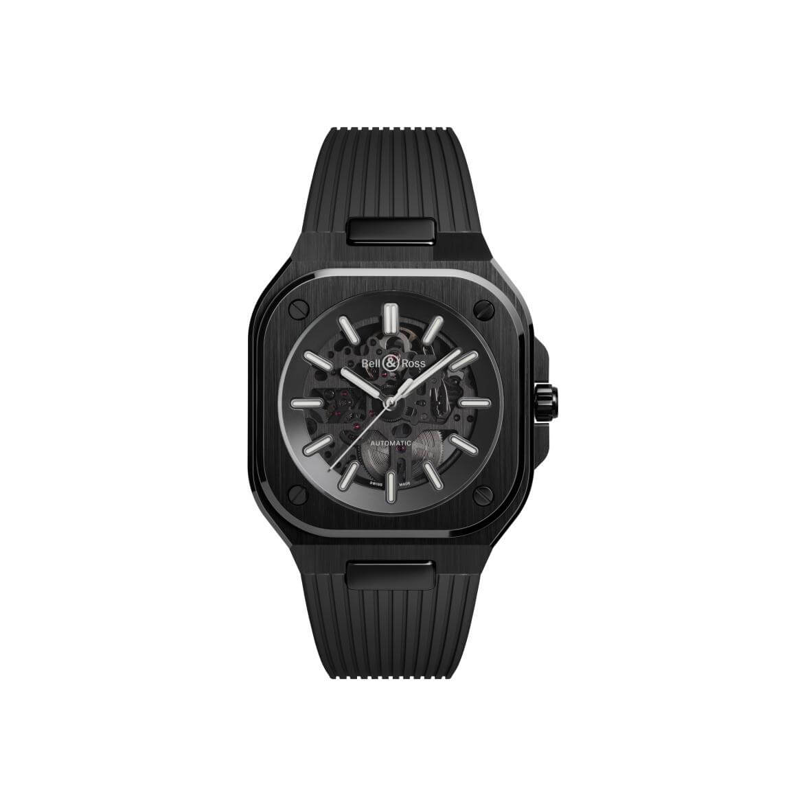 Montre Bell & Ross BR-05 Skeleton Black Ceramic cadran Noir bracelet Caoutchouc BR05A-BL-SK-CE/SRB