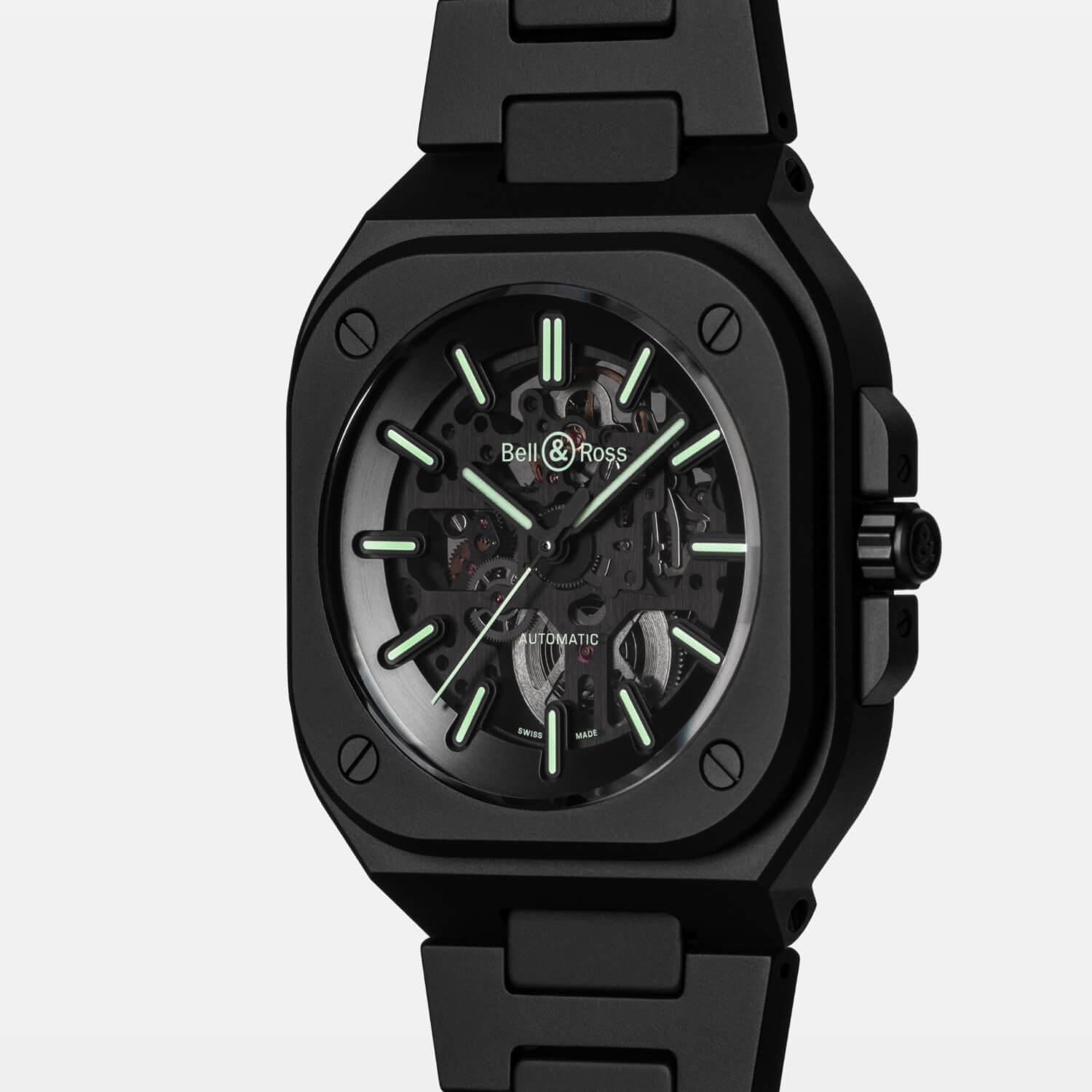 Montre Bell & Ross BR-05 Skeleton Black Lum Ceramic cadran Noir bracelet Céramique BR05A-BLM-SKCE/SCE