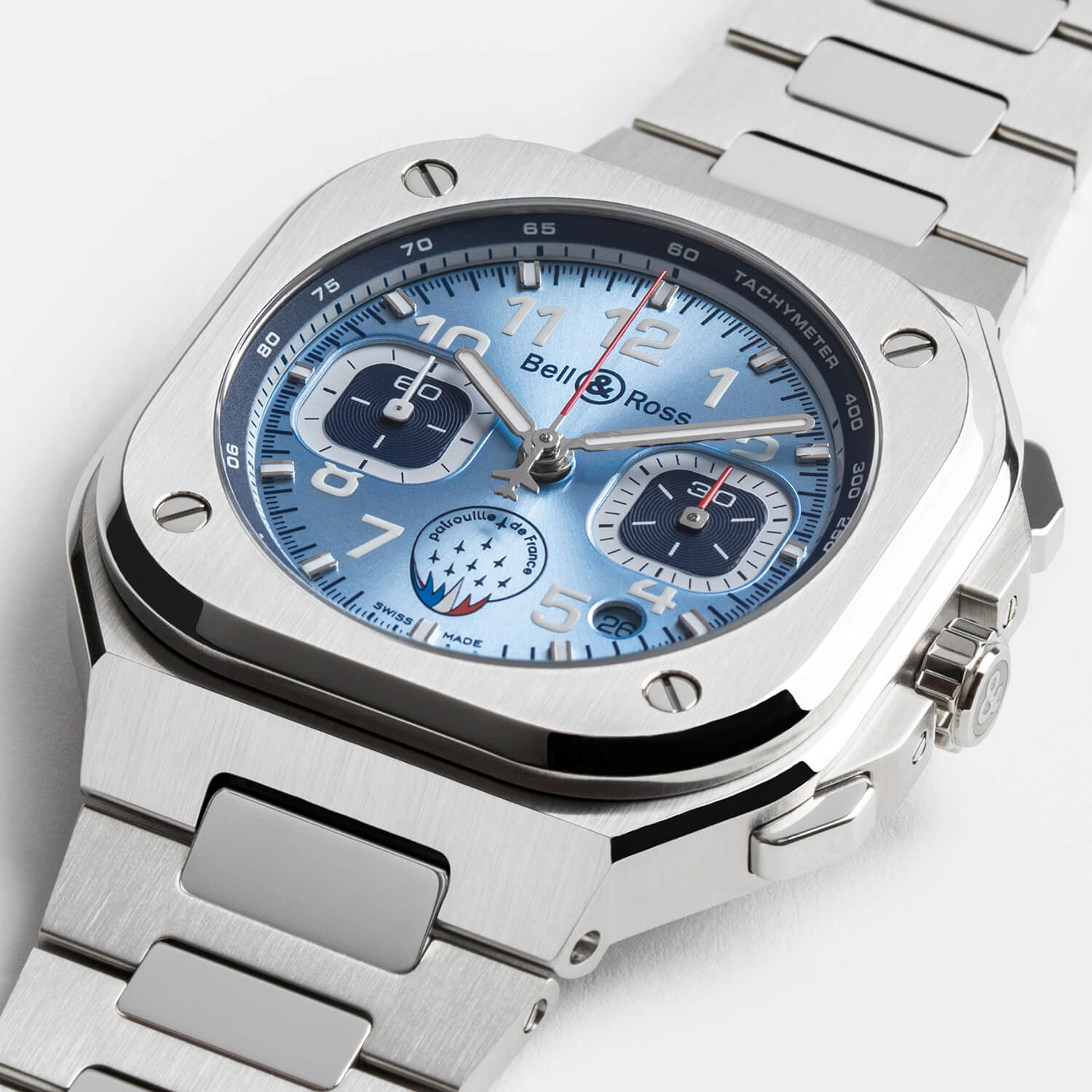 Montre Bell & Ross BR-05 Chrono Patrouille de France Édition Limitée cadran Bleu bracelet Acier BR05C-PAF-ST/SST