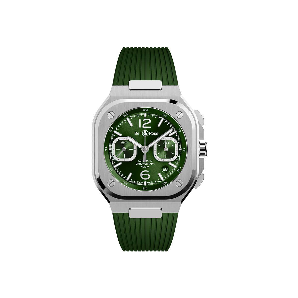 Montre Bell & Ross BR-05 Chrono Green Steel bracelet Caoutchouc BR05C-GN-ST/SRB