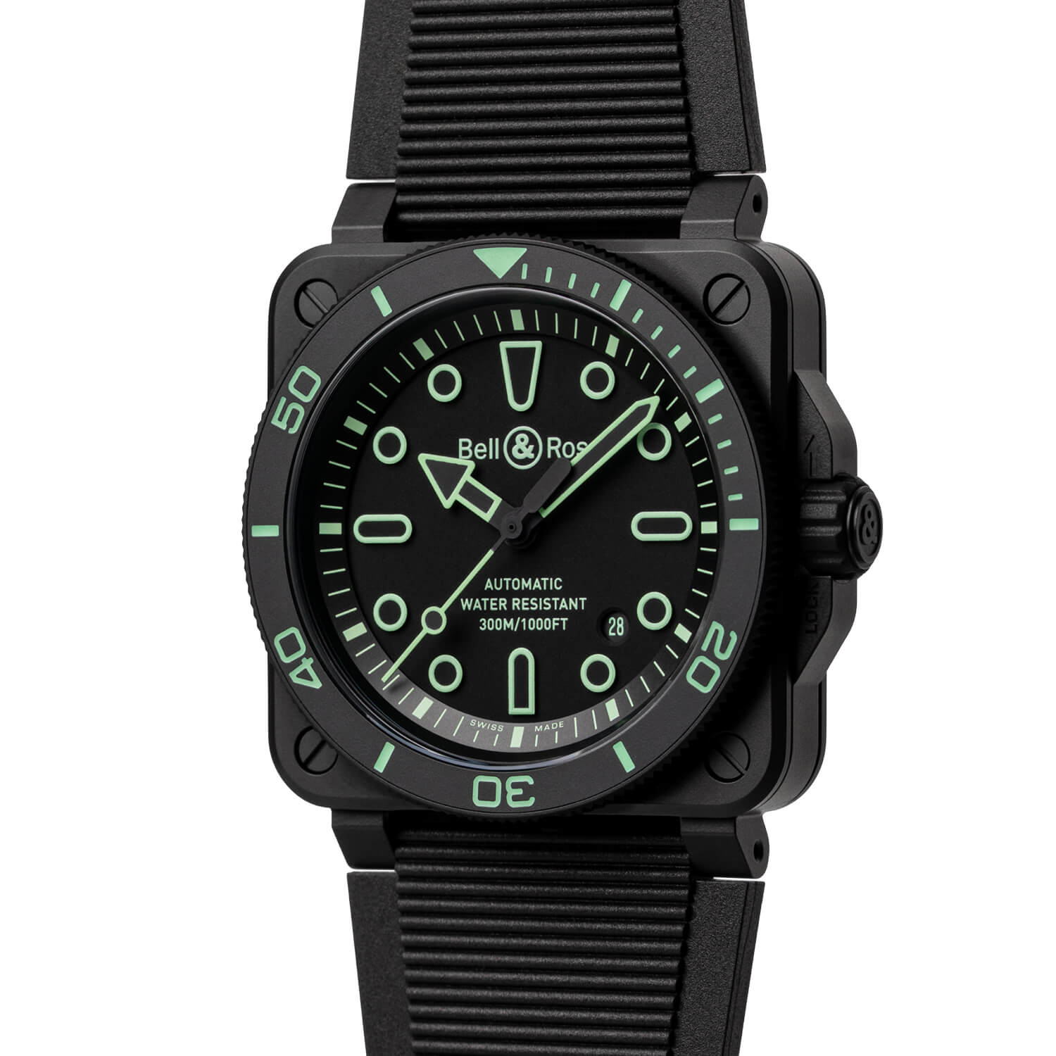 Montre Bell & Ross BR-03 Diver Lum Outline Édition Limitée cadran Noir bracelet Caoutchouc/Textile BR03A-D-OL-CE/SRB