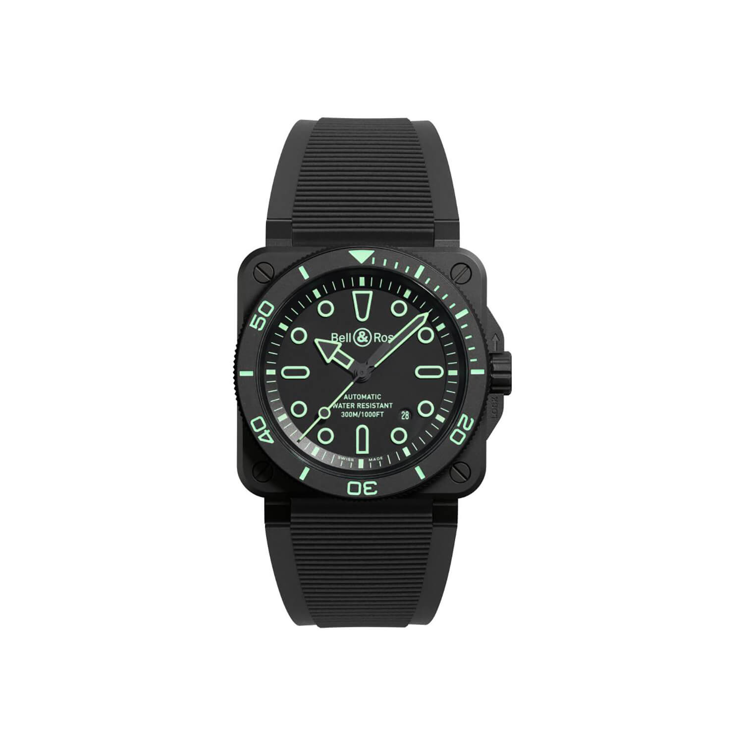 Montre Bell & Ross BR-03 Diver Lum Outline Édition Limitée cadran Noir bracelet Caoutchouc/Textile BR03A-D-OL-CE/SRB