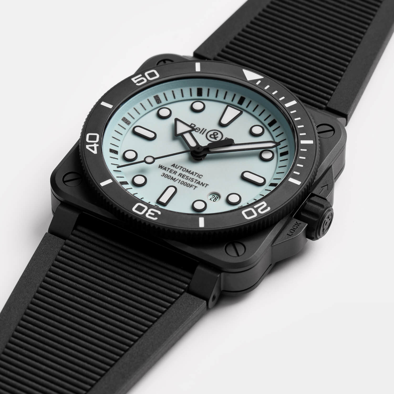 Montre Bell & Ross BR-03 Diver Full Lum Ceramic cadran Bleu bracelet Caoutchouc BR03A-D-LM-CE/SRB