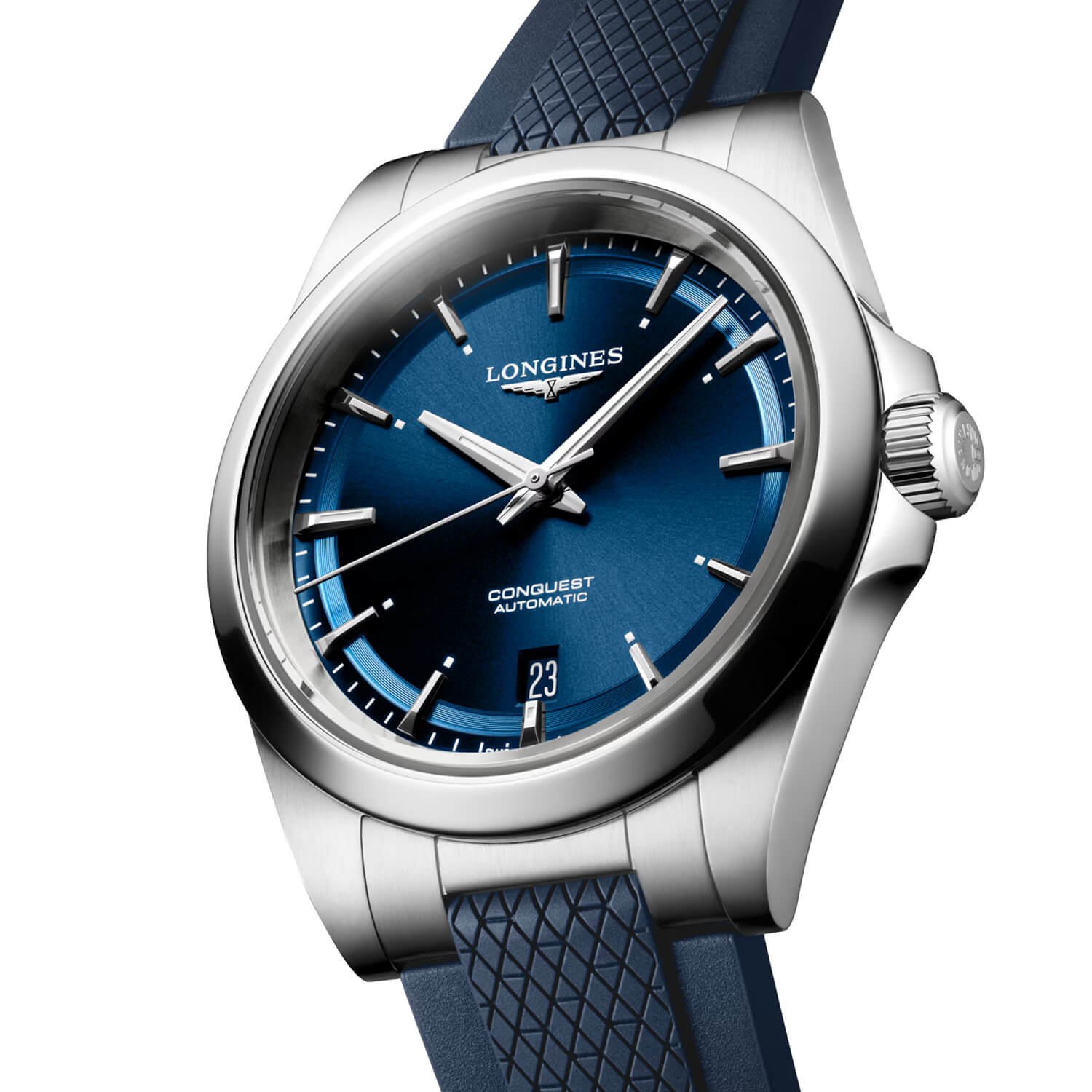 Montre Longines Conquest 38mm L3.720.4.92.9 cadran Bleu bracelet Caoutchouc L3.720.4.92.9