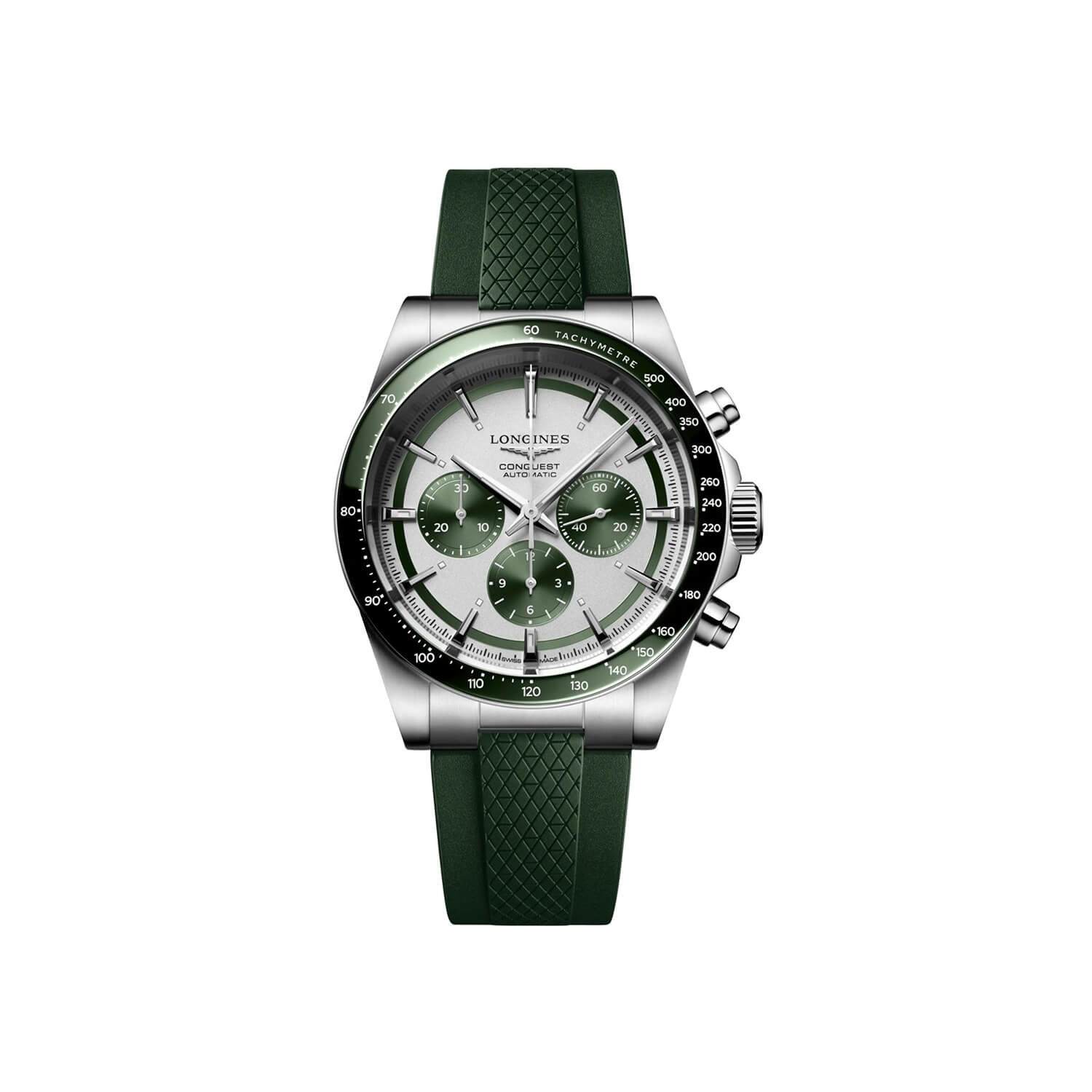 Montre Longines Conquest Chronographe L3.835.4.02.9 cadran Argent bracelet Caoutchouc L3.835.4.02.9
