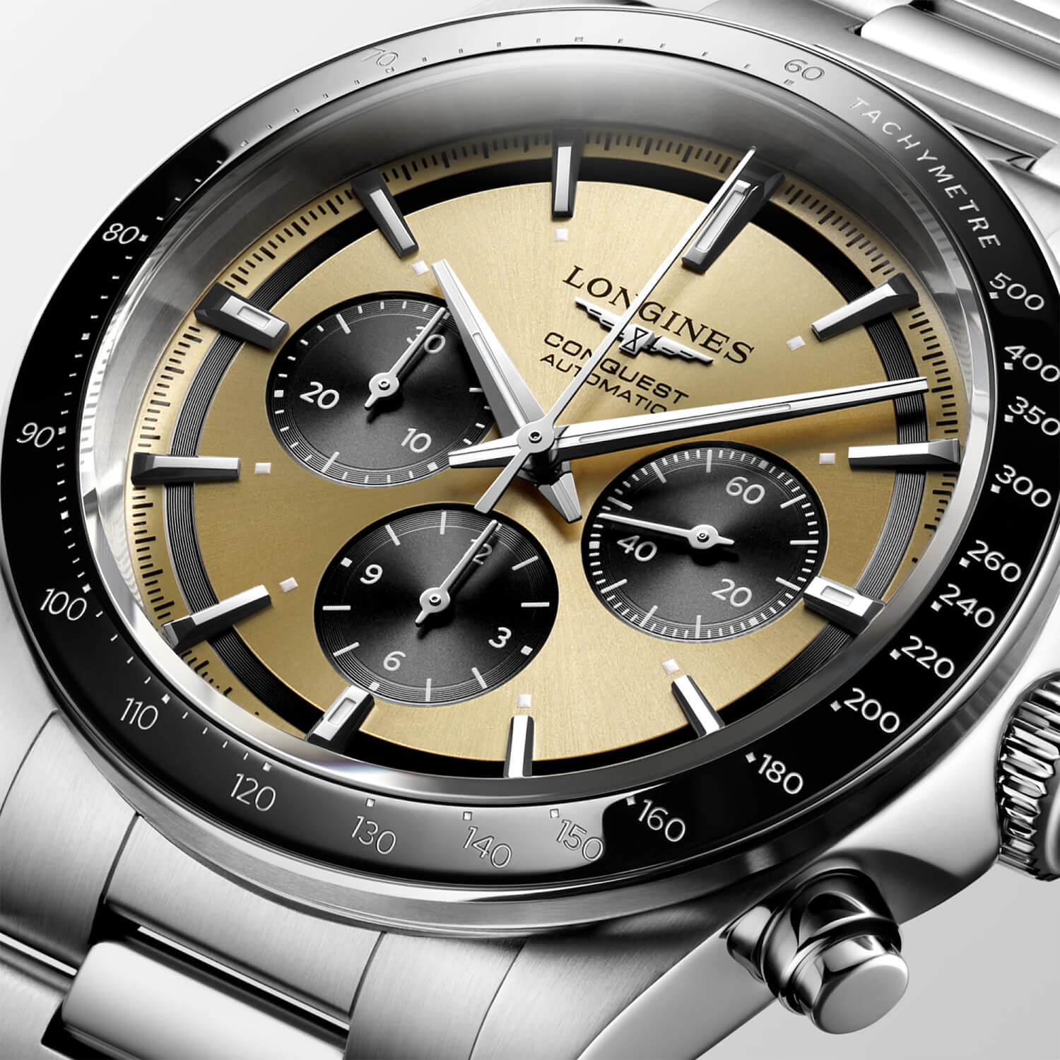 Montre Longines Conquest Chronographe L3.835.4.32.6 cadran Doré bracelet Acier L3.835.4.32.6