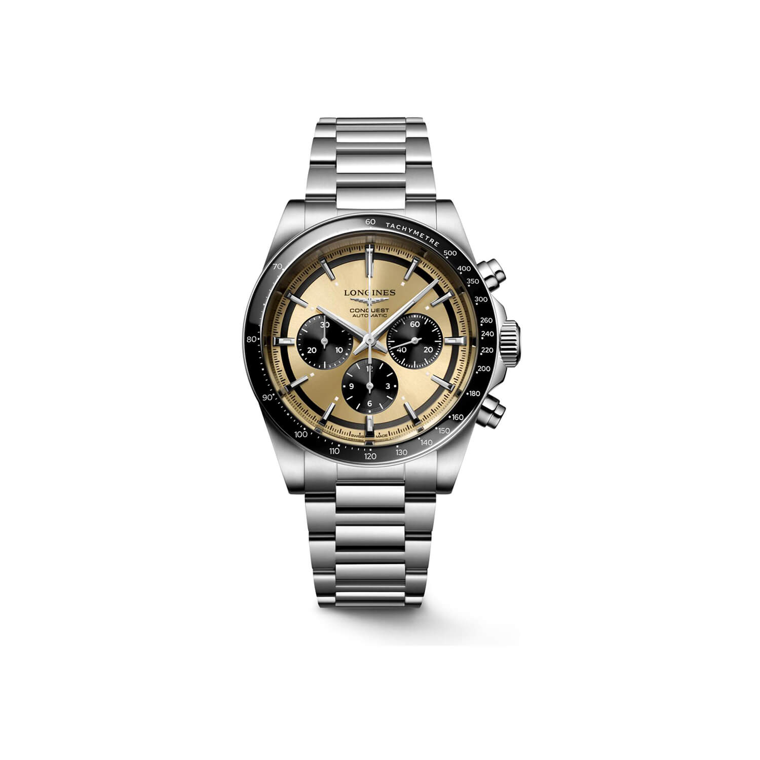 Montre Longines Conquest Chronographe L3.835.4.32.6 cadran Doré bracelet Acier L3.835.4.32.6