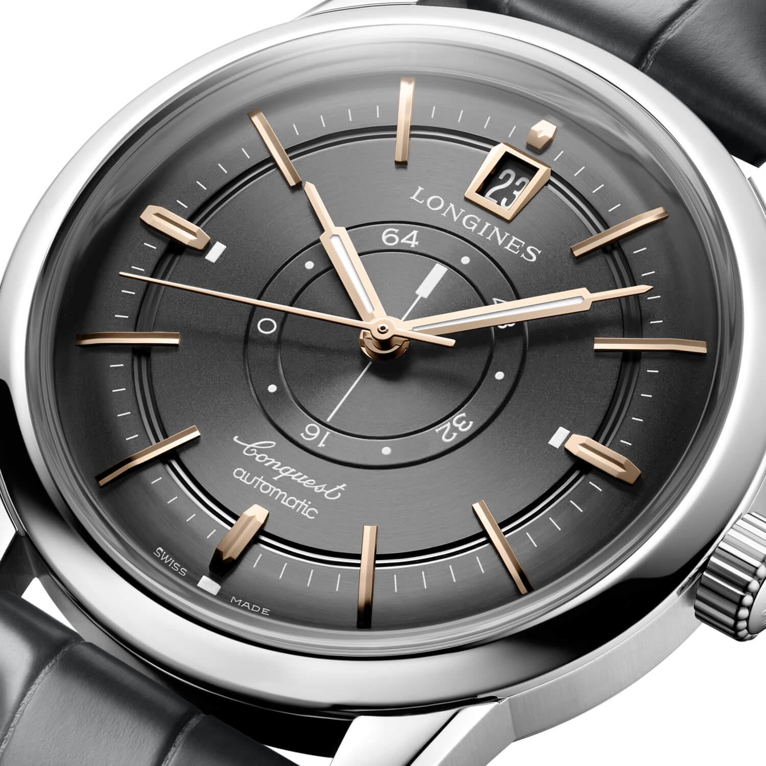 Montre Longines Conquest Heritage Central Power Reserve L1.648.4.62.2 bracelet Cuir d'alligator L1.648.4.62.2