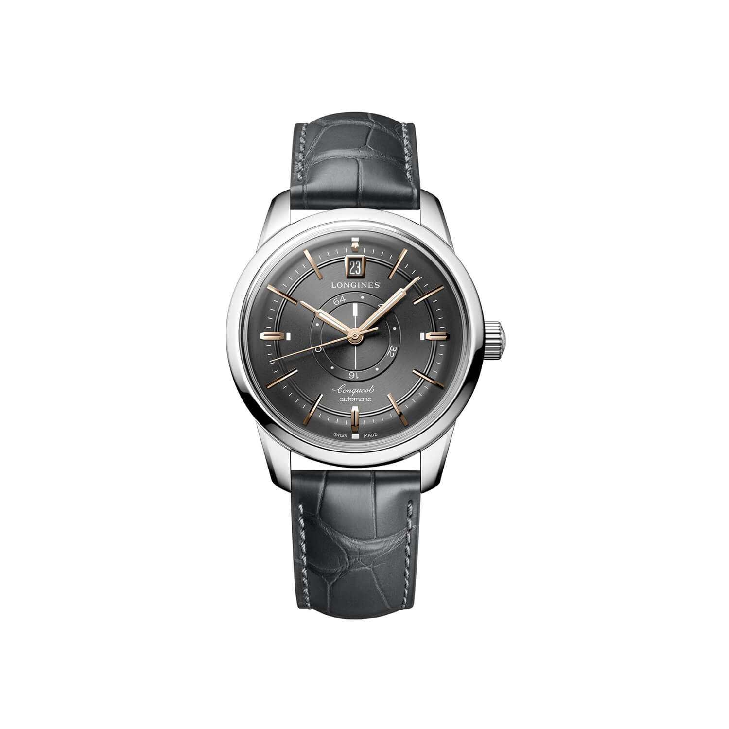 Montre Longines Conquest Heritage Central Power Reserve L1.648.4.62.2 bracelet Cuir d'alligator L1.648.4.62.2
