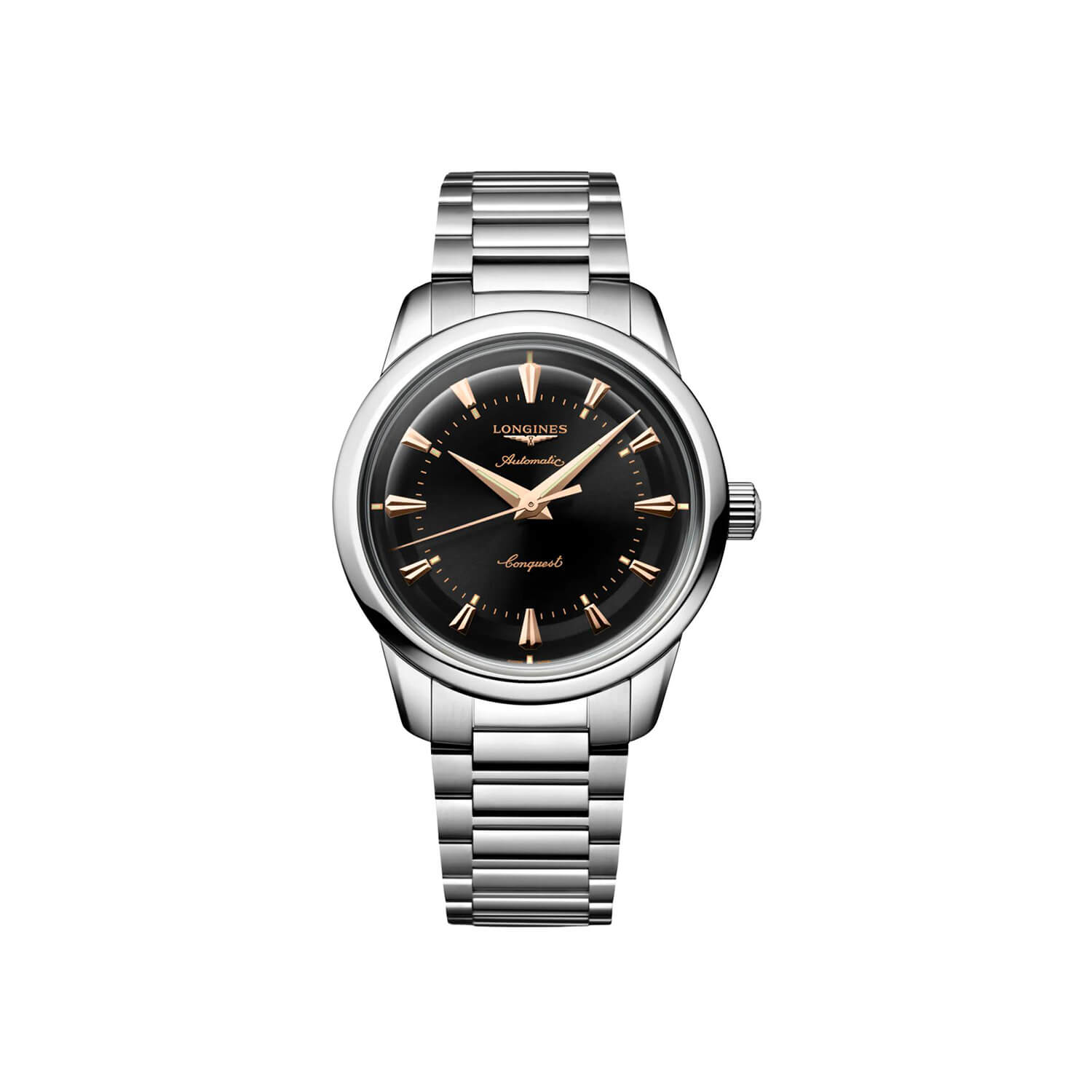 Montre Longines Conquest Heritage 38mm L1.649.4.52.6 cadran Noir bracelet Acier L1.649.4.52.6