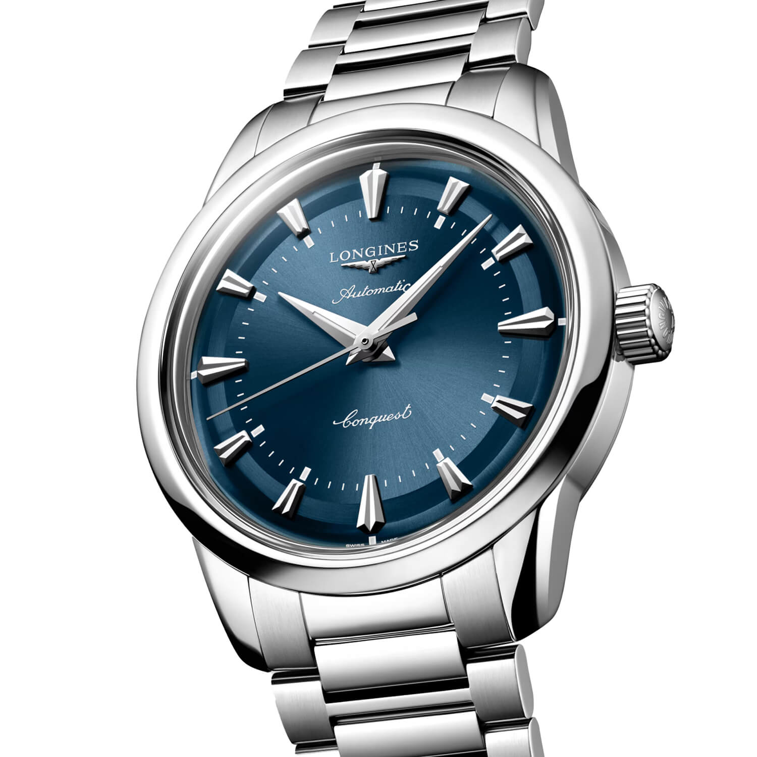 Montre Longines Conquest Heritage 38mm L1.649.4.92.6 cadran Bleu bracelet Acier L1.649.4.92.6