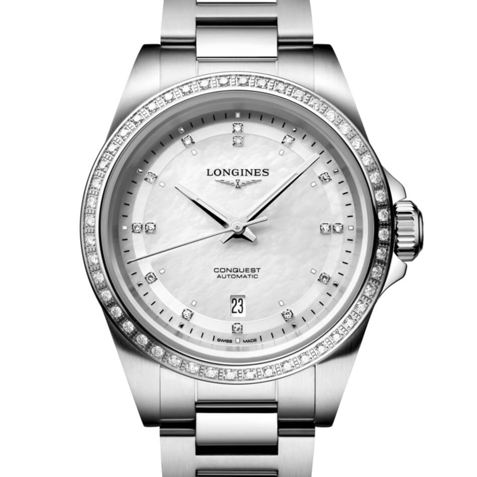 Montre Longines Conquest 30mm L3.320.0.87.6 cadran gris bracelet Acier L3.320.0.87.6