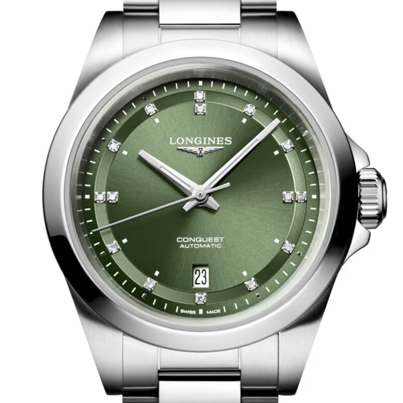 Montre Longines Conquest 30mm L3.320.4.07.6 cadran Vert bracelet Acier L3.320.4.07.6