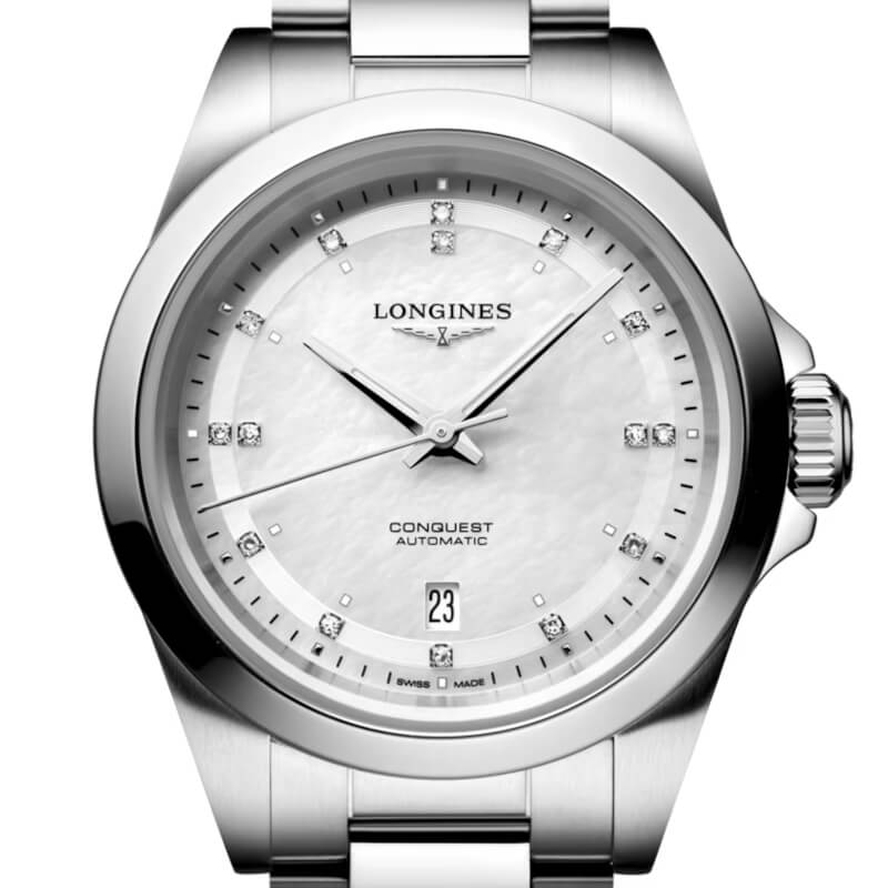 Montre Longines Conquest 30mm L3.320.4.87.6 cadran gris bracelet Acier L3.320.4.87.6