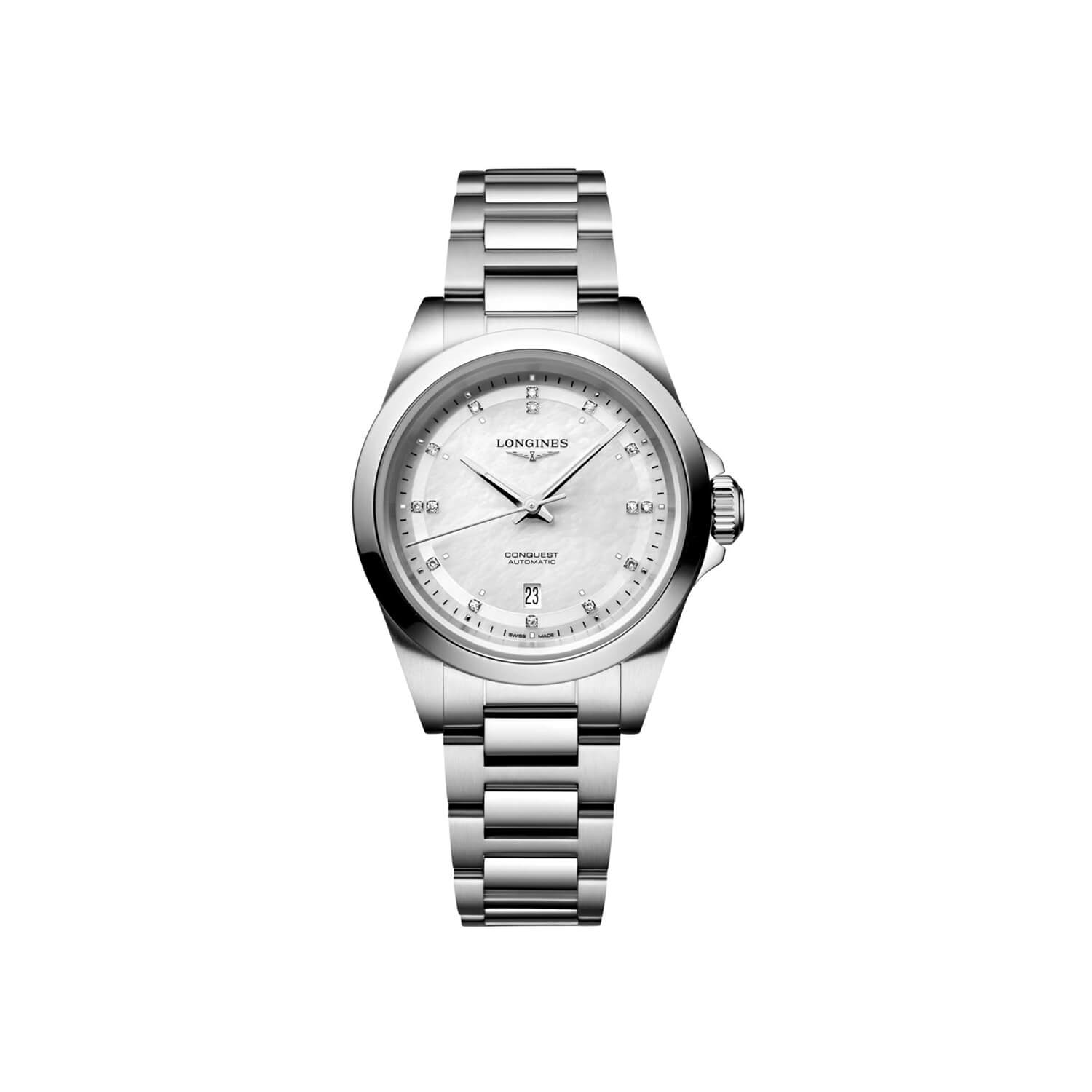 Montre Longines Conquest 30mm L3.320.4.87.6 cadran gris bracelet Acier L3.320.4.87.6