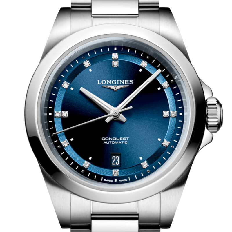 Montre Longines Conquest 30mm L3.320.4.97.6 cadran Bleu bracelet Acier L3.320.4.97.6