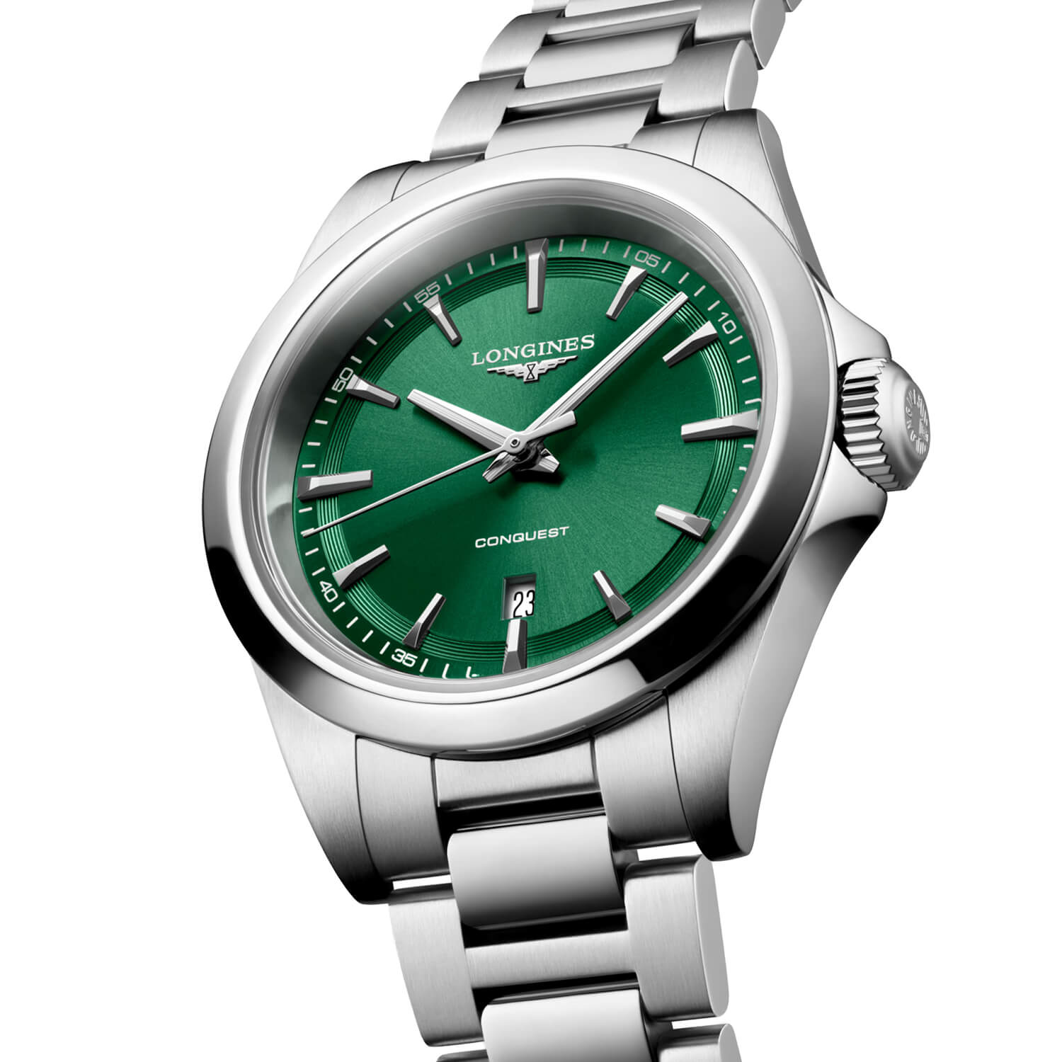 Montre Longines Conquest Quartz 30mm L3.350.4.09.6 cadran Vert bracelet Acier L3.350.4.09.6