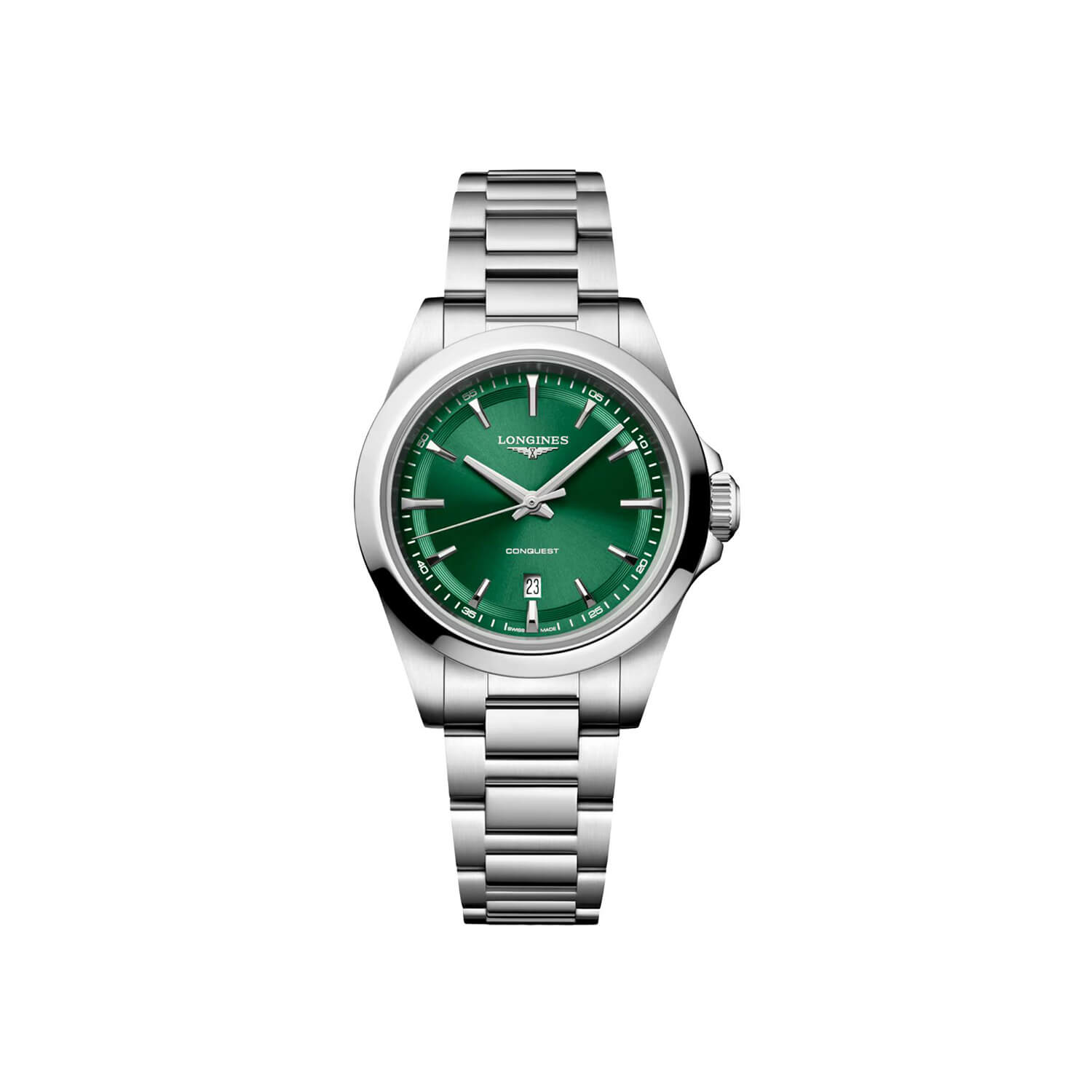 Montre Longines Conquest Quartz 30mm L3.350.4.09.6 cadran Vert bracelet Acier L3.350.4.09.6