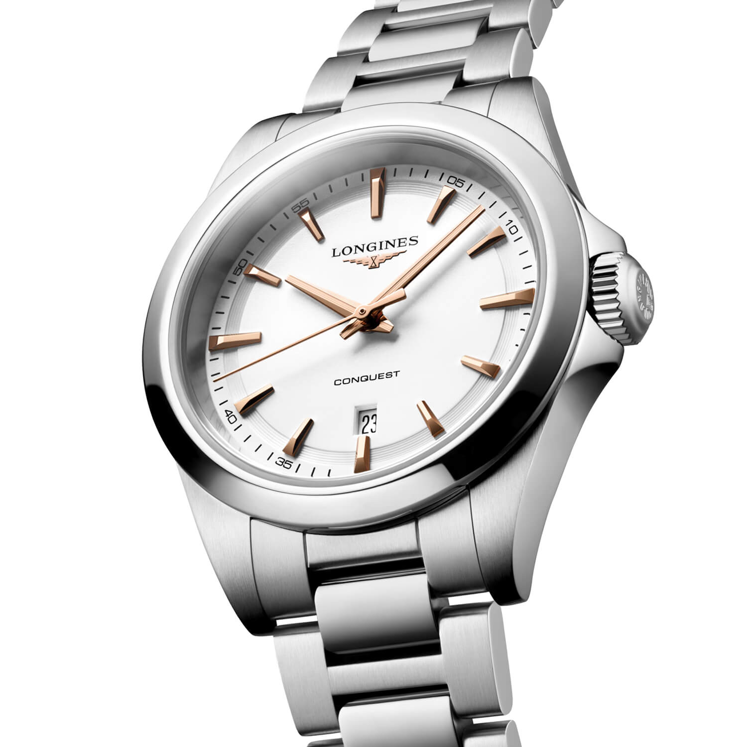 Montre Longines Conquest Quartz 30mm L3.350.4.18.6 cadran Blanc bracelet Acier L3.350.4.18.6