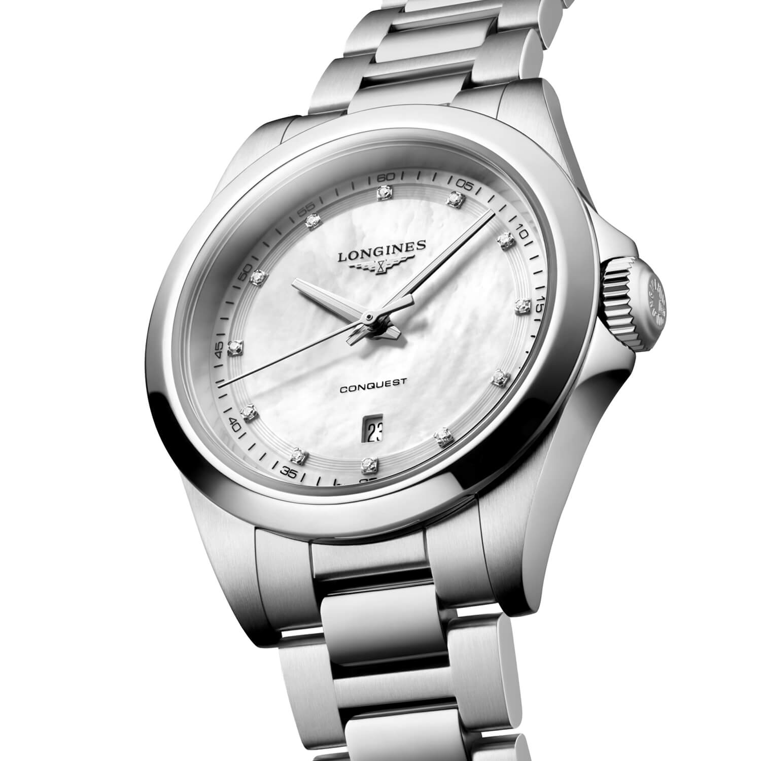Montre Longines Conquest Quartz 30mm L3.350.4.87.6 cadran gris bracelet Acier L3.350.4.87.6