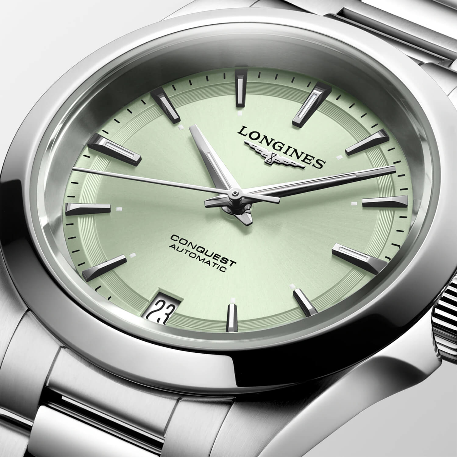 Montre Longines Conquest Pastel L3.430.4.02.6 cadran Vert bracelet Acier L3.430.4.02.6