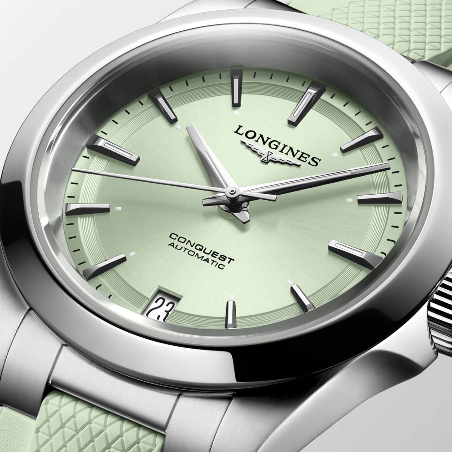 Montre Longines Conquest Pastel L3.430.4.02.9 cadran Vert bracelet Acier L3.430.4.02.9