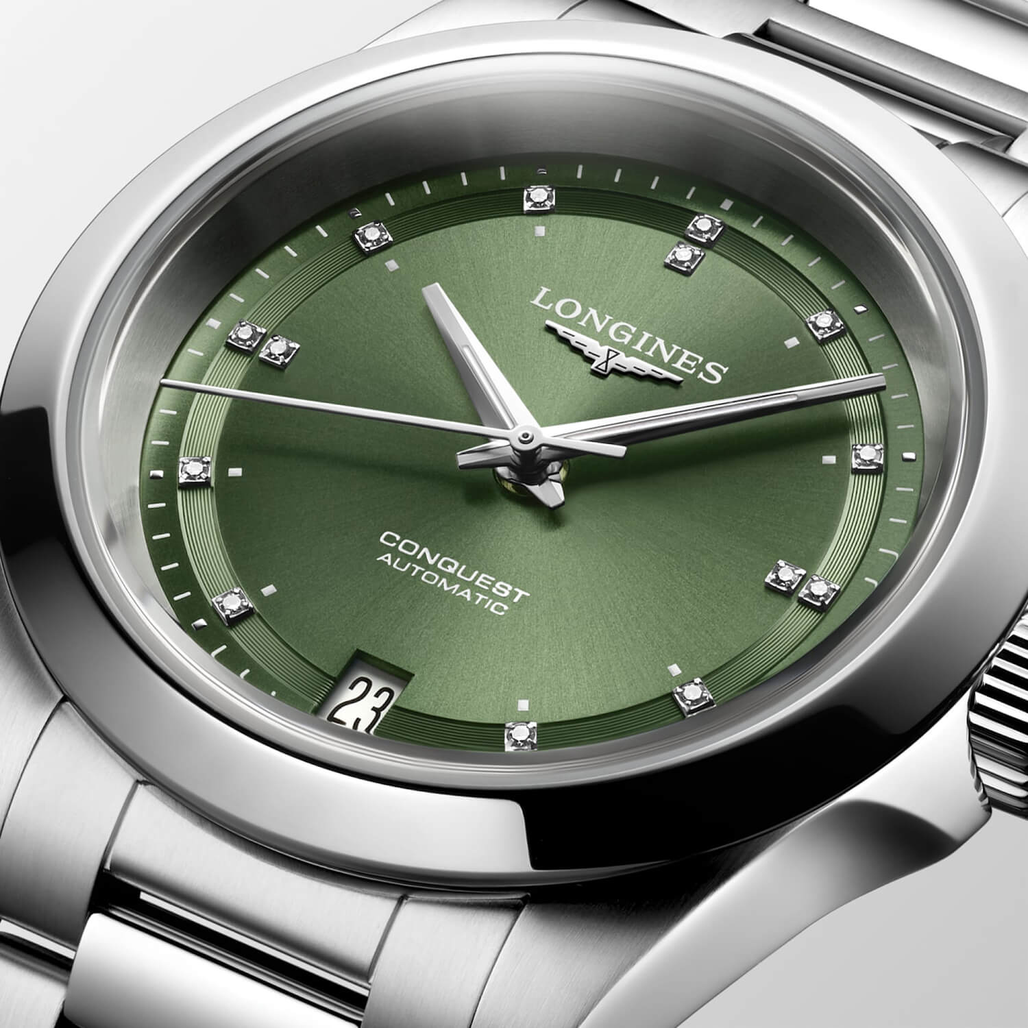 Montre Longines Conquest L3.430.4.07.6 cadran Vert bracelet Acier L3.430.4.07.6