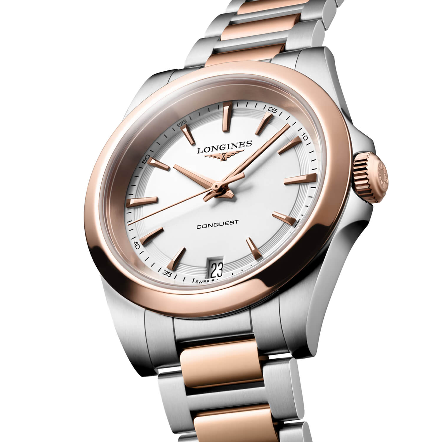Montre Longines Conquest Quartz 34mm L3.460.3.18.7 cadran Blanc bracelet Acier/PVD L3.460.3.18.7
