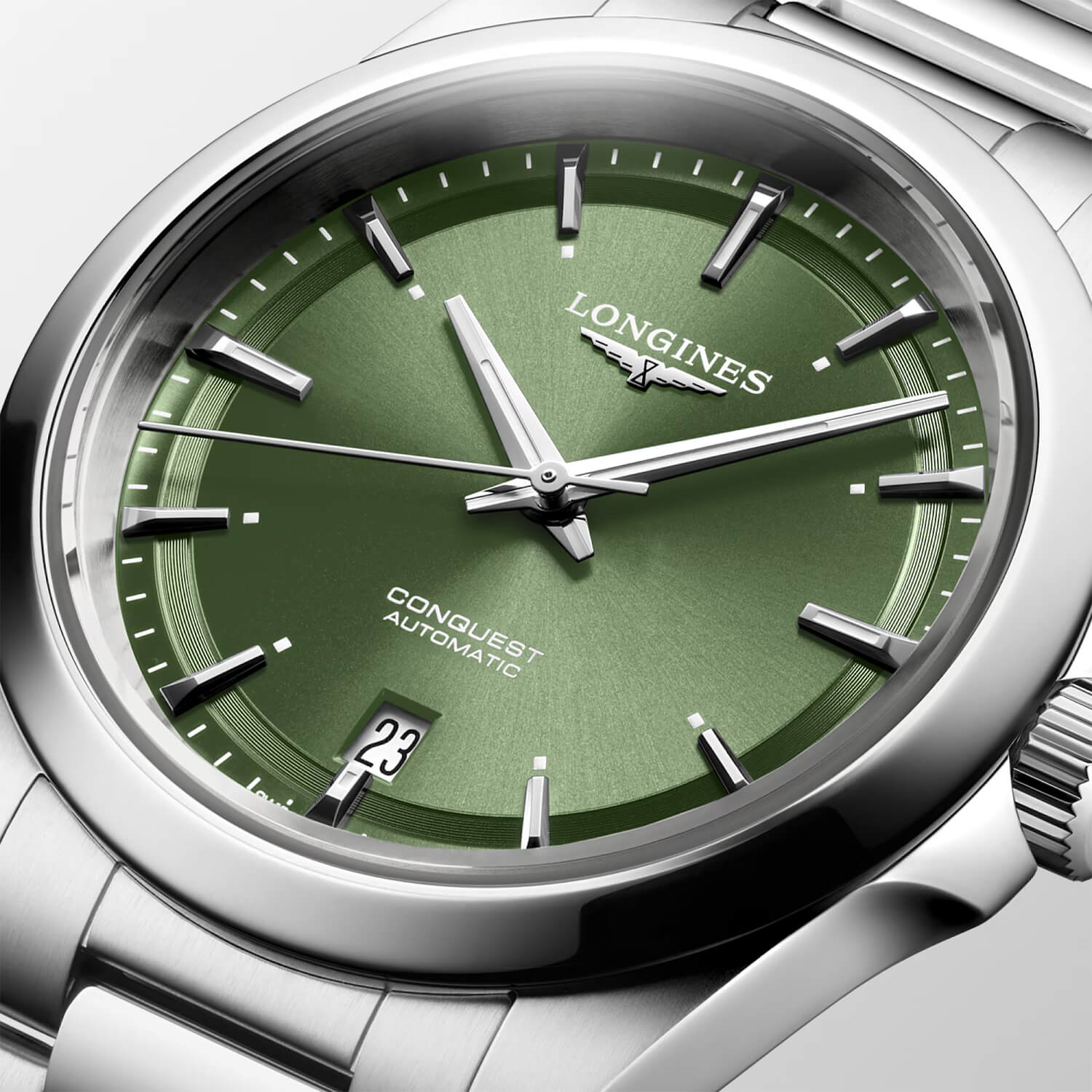 Montre Longines Conquest L3.720.4.02.6 cadran Vert bracelet Acier L3.720.4.02.6
