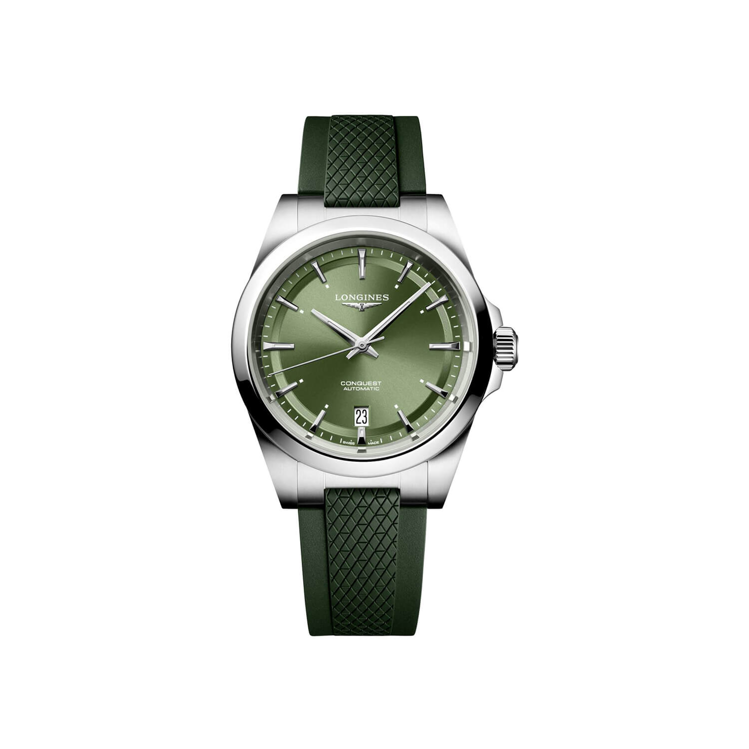 Montre Longines Conquest 38mm L3.720.4.02.9 cadran Vert bracelet Caoutchouc L3.720.4.02.9