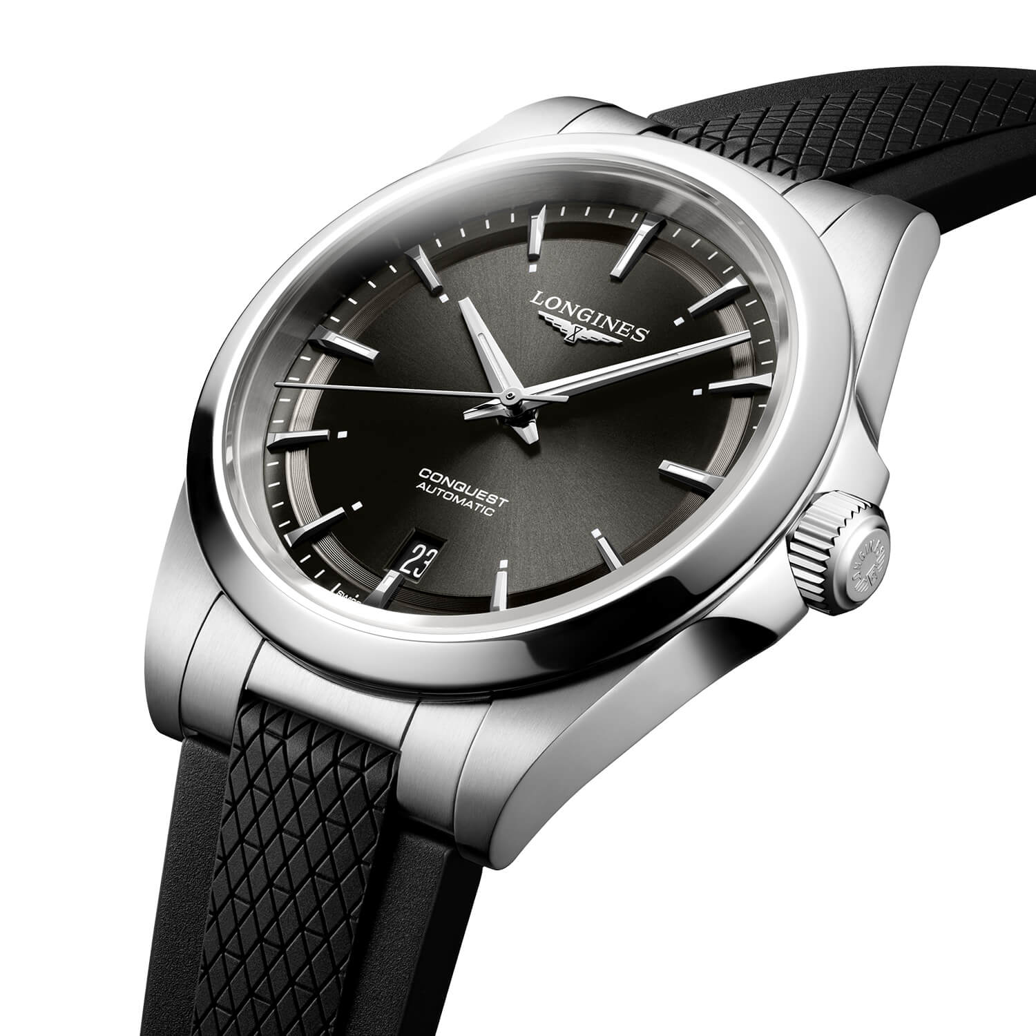Montre Longines Conquest 41mm L3.830.4.52.9 cadran Noir bracelet Caoutchouc L3.830.4.52.9