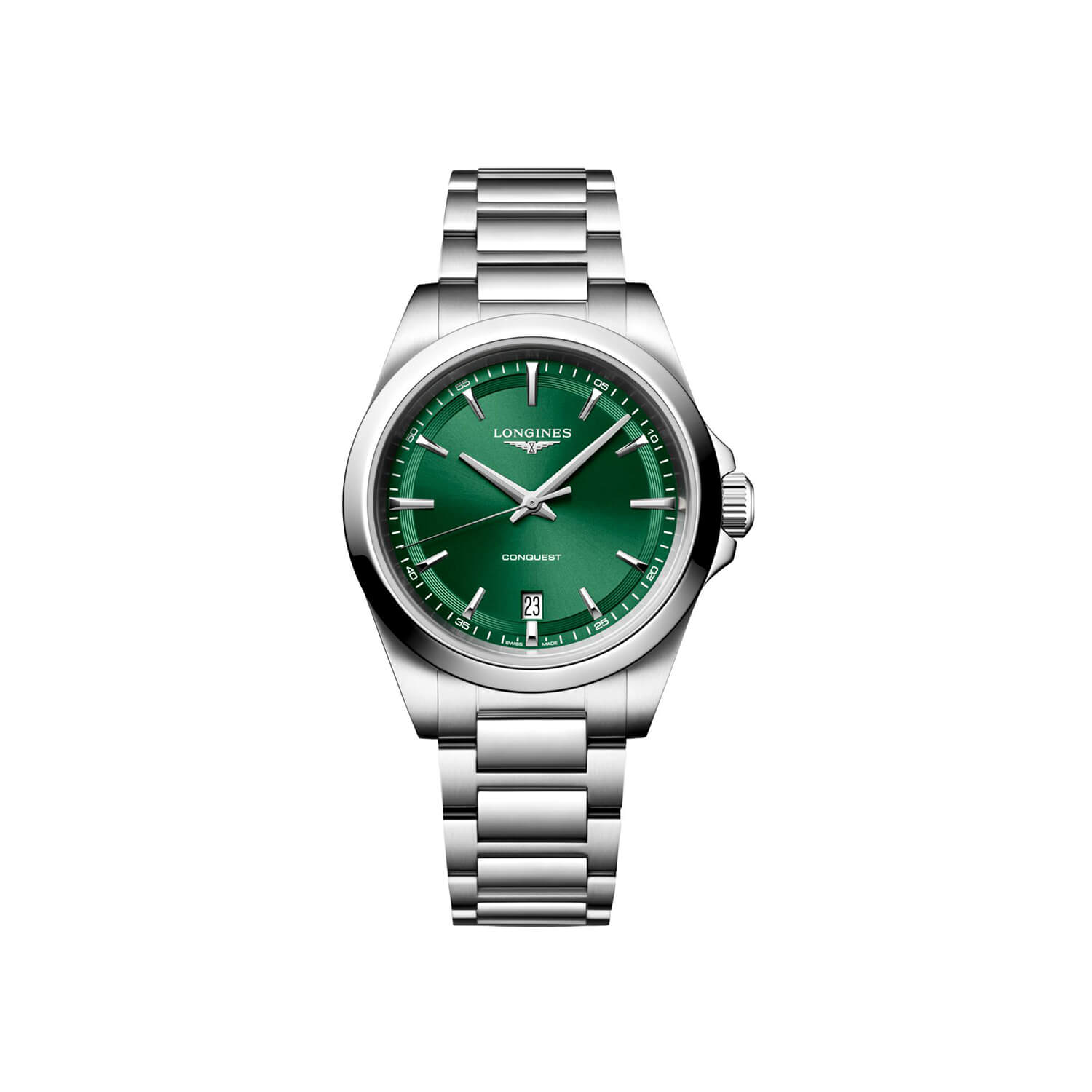 Montre Longines Conquest Quartz 38mm L3.750.4.09.6 cadran Vert bracelet Acier L3.750.4.09.6