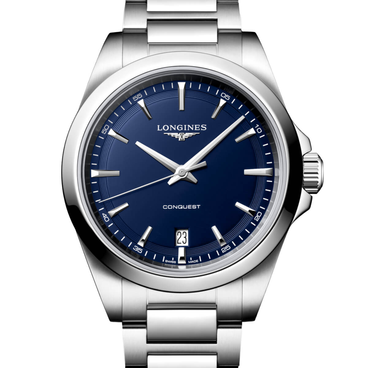 Montre Longines Conquest Quartz 38mm L3.750.4.92.6 cadran Bleu nuit bracelet Acier L3.750.4.92.6