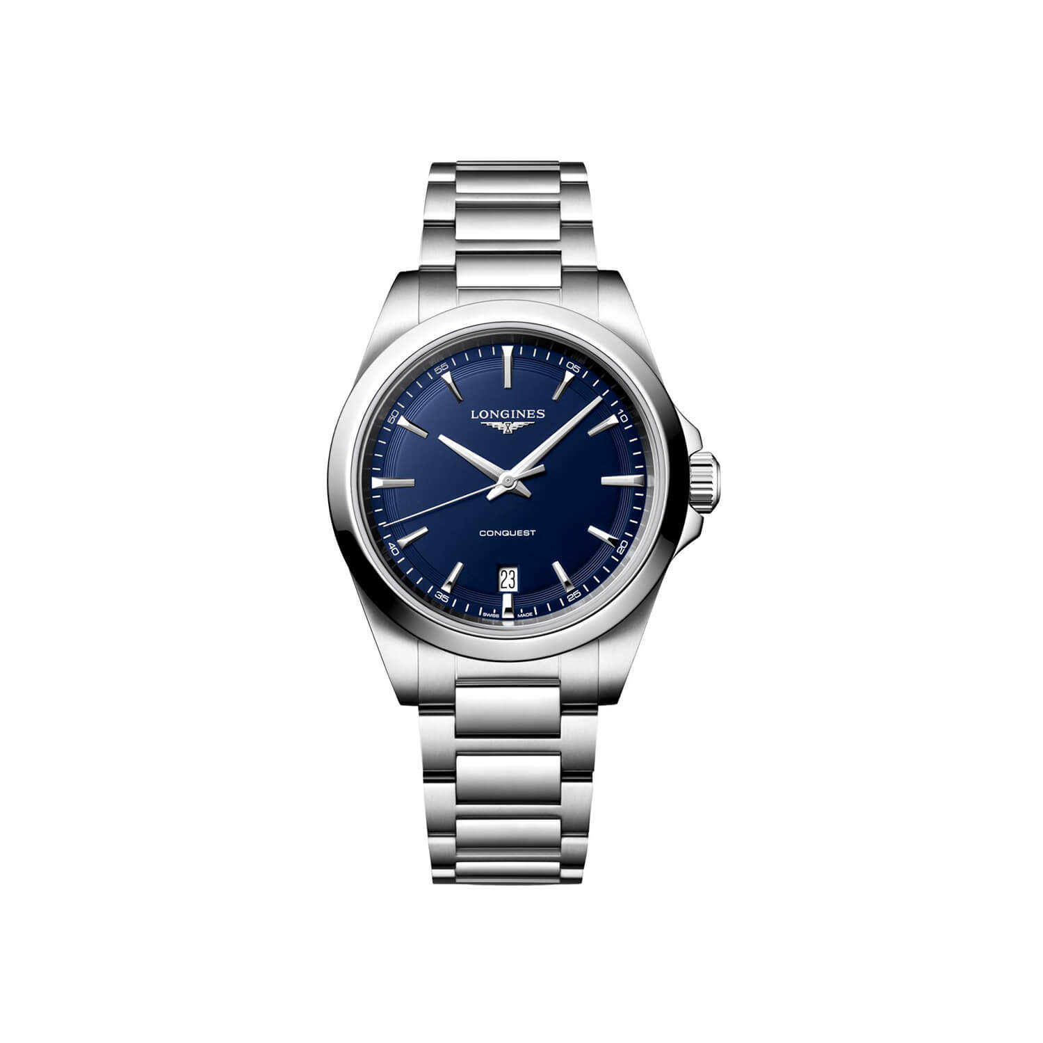 Montre Longines Conquest Quartz 38mm L3.750.4.92.6 cadran Bleu nuit bracelet Acier L3.750.4.92.6