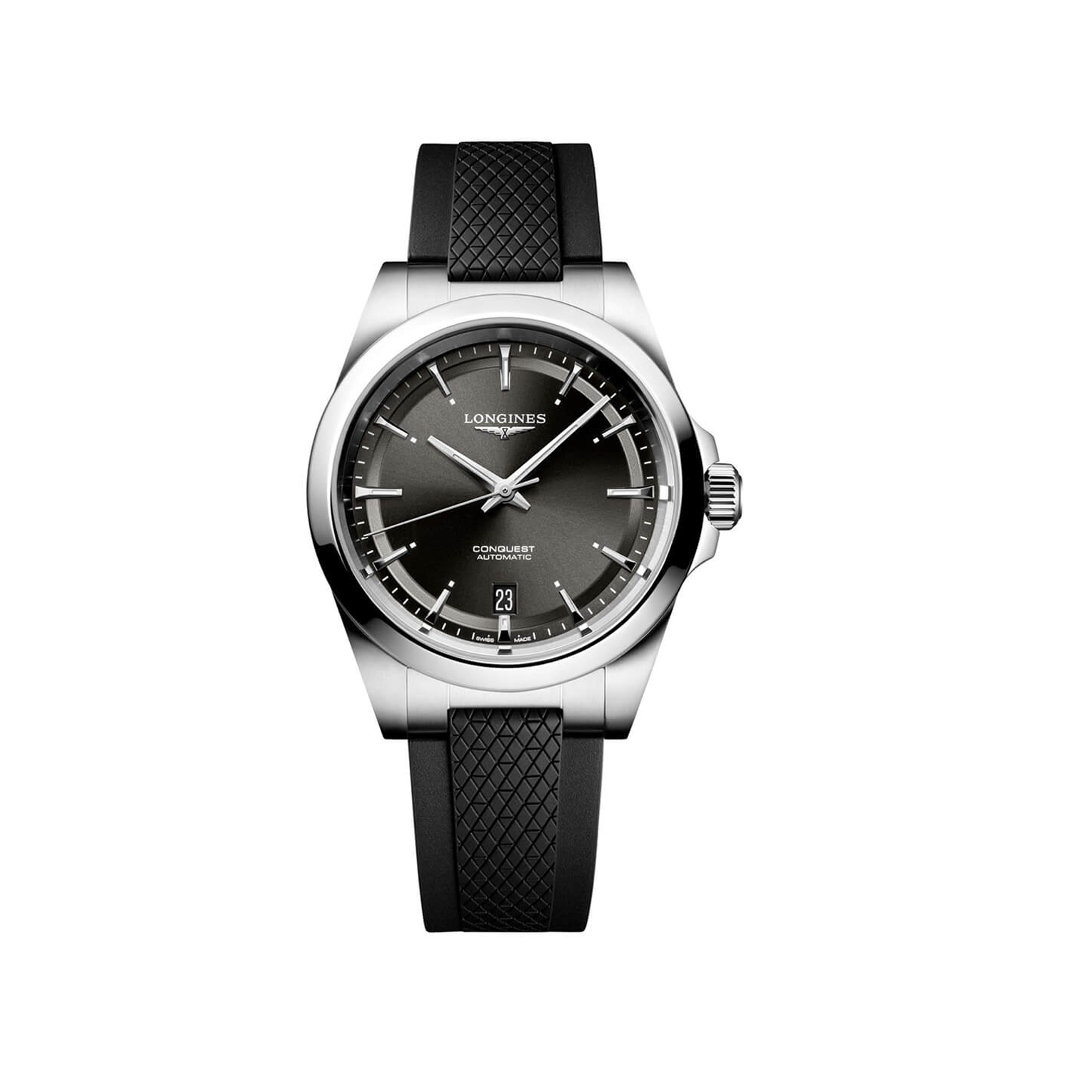 Montre Longines Conquest 41mm L3.830.4.52.9 cadran Noir bracelet Caoutchouc L3.830.4.52.9