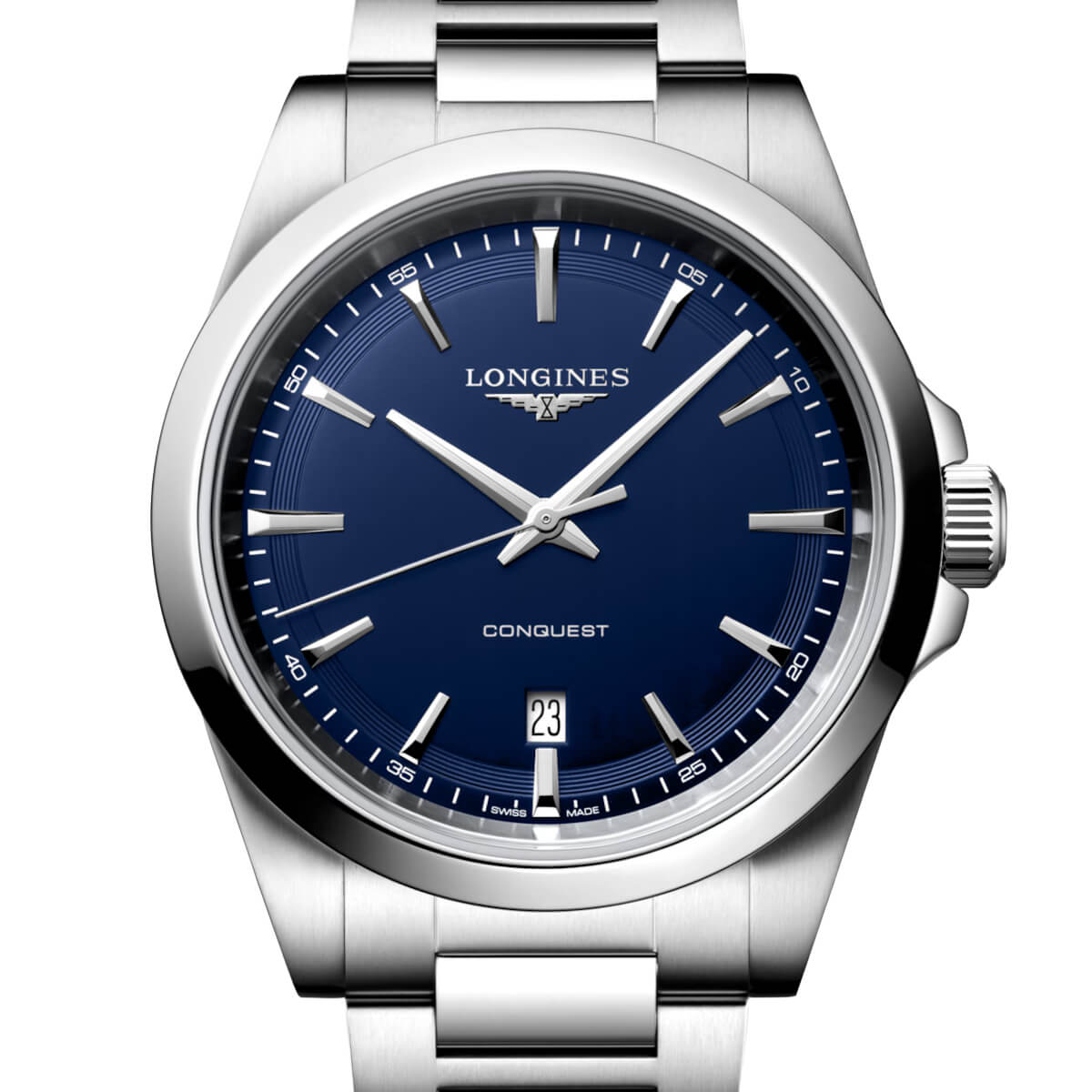 Montre Longines Conquest Quartz 41mm L3.860.4.92.6 cadran Bleu nuit bracelet Acier L3.860.4.92.6