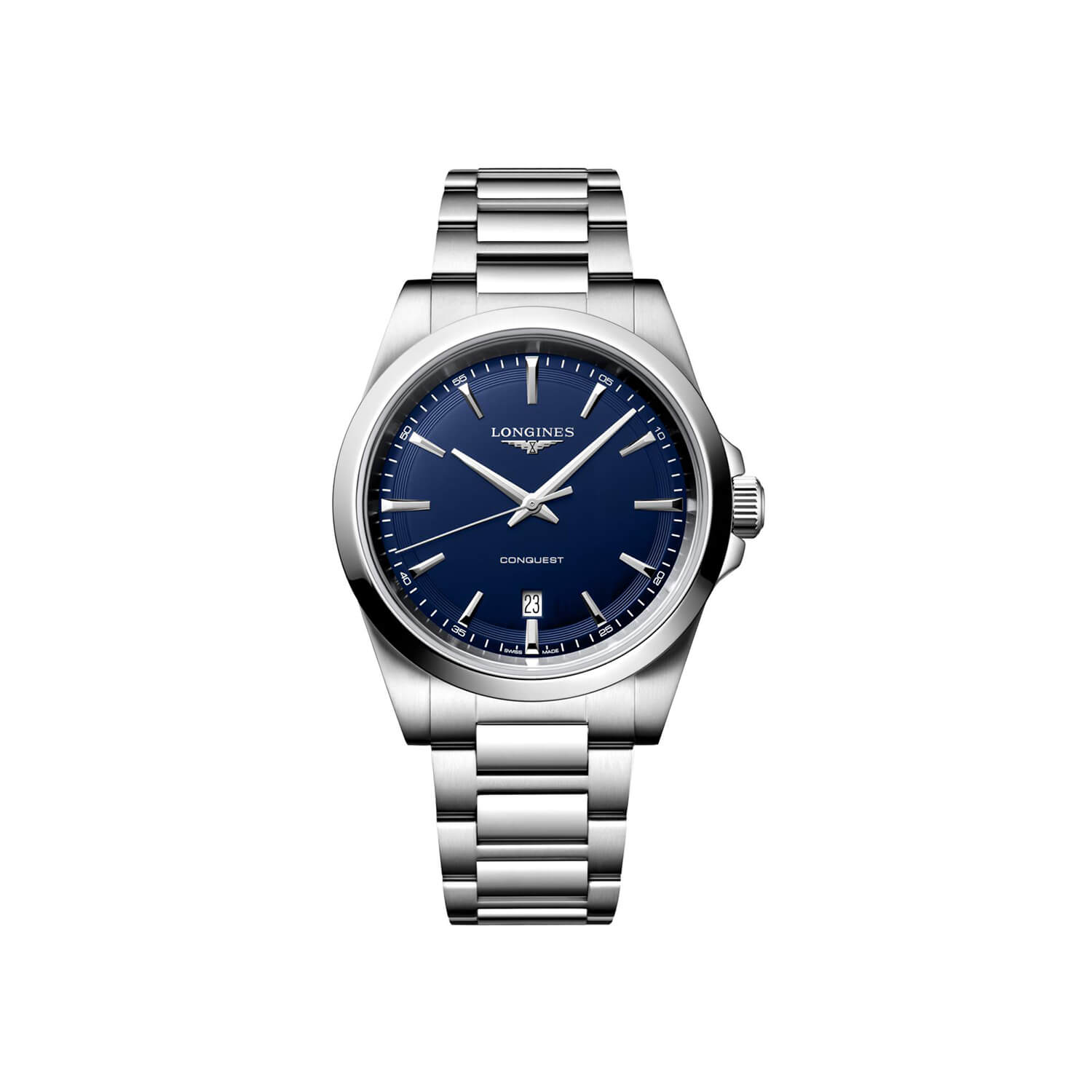 Montre Longines Conquest Quartz 41mm L3.860.4.92.6 cadran Bleu nuit bracelet Acier L3.860.4.92.6