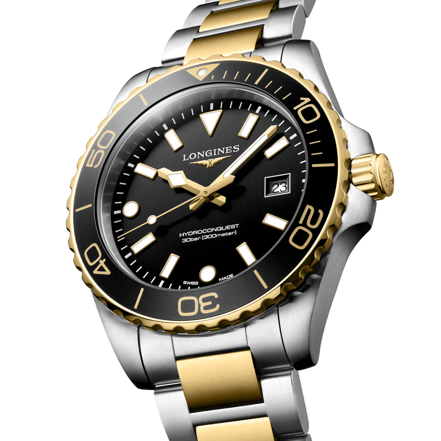 Montre Longines HydroConquest Quartz 42mm L3.769.3.56.7 cadran Noir bracelet Acier/PVD L3.769.3.56.7