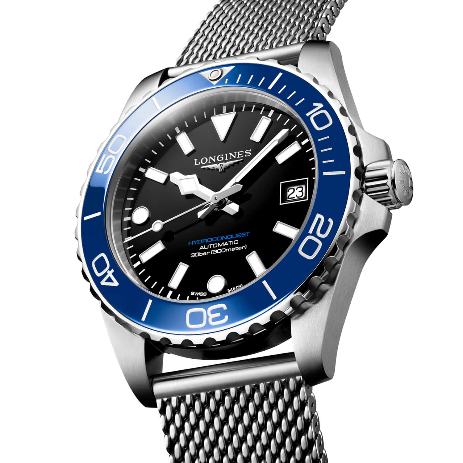 Montre Longines HydroConquest 39mm L3.779.4.90.6 cadran Noir bracelet Acier L3.779.4.90.6