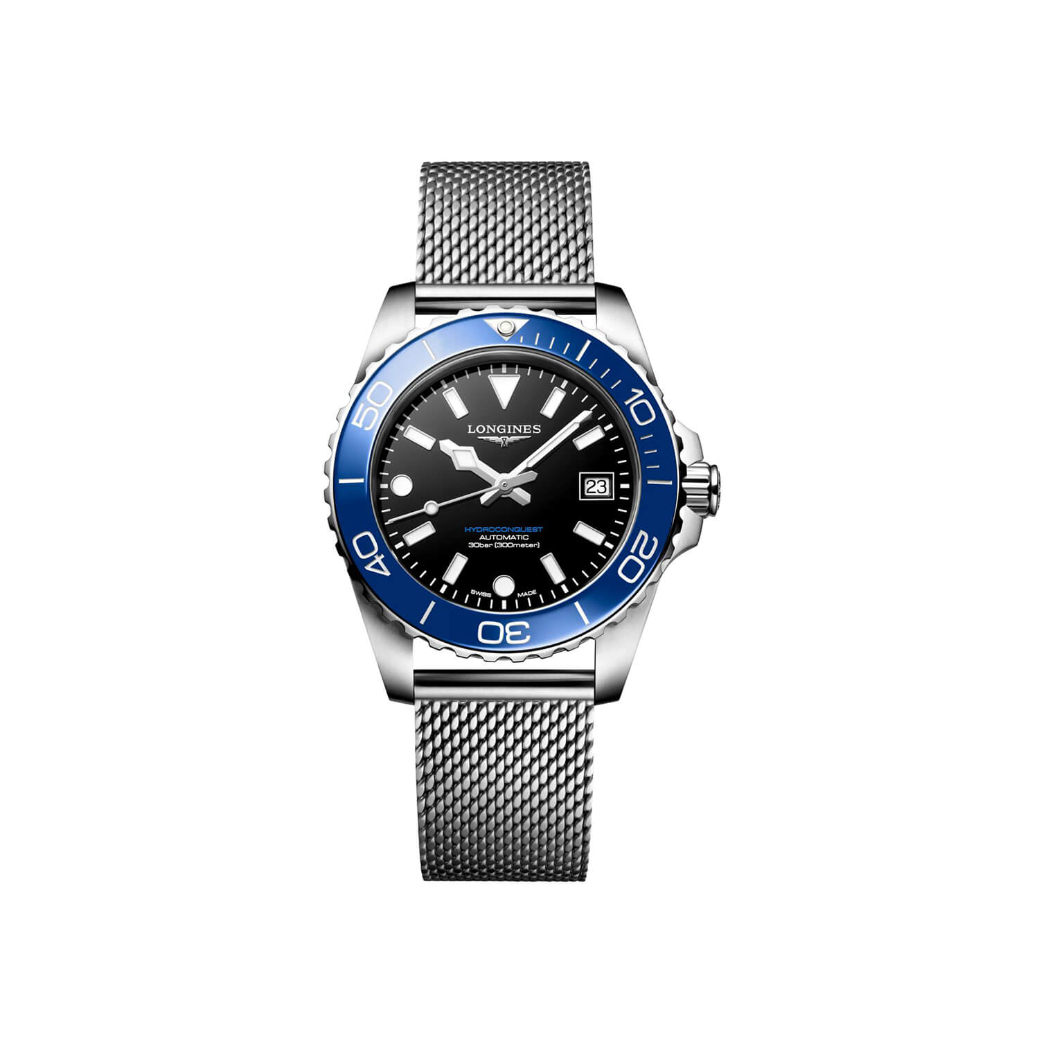 Montre Longines HydroConquest 39mm L3.779.4.90.6 cadran Noir bracelet Acier L3.779.4.90.6