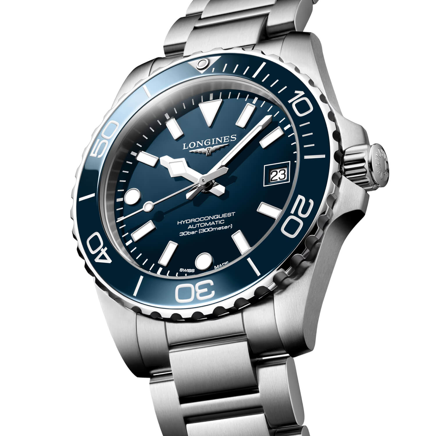 Montre Longines HydroConquest 39mm L3.779.4.96.6 cadran Bleu bracelet Acier L3.779.4.96.6